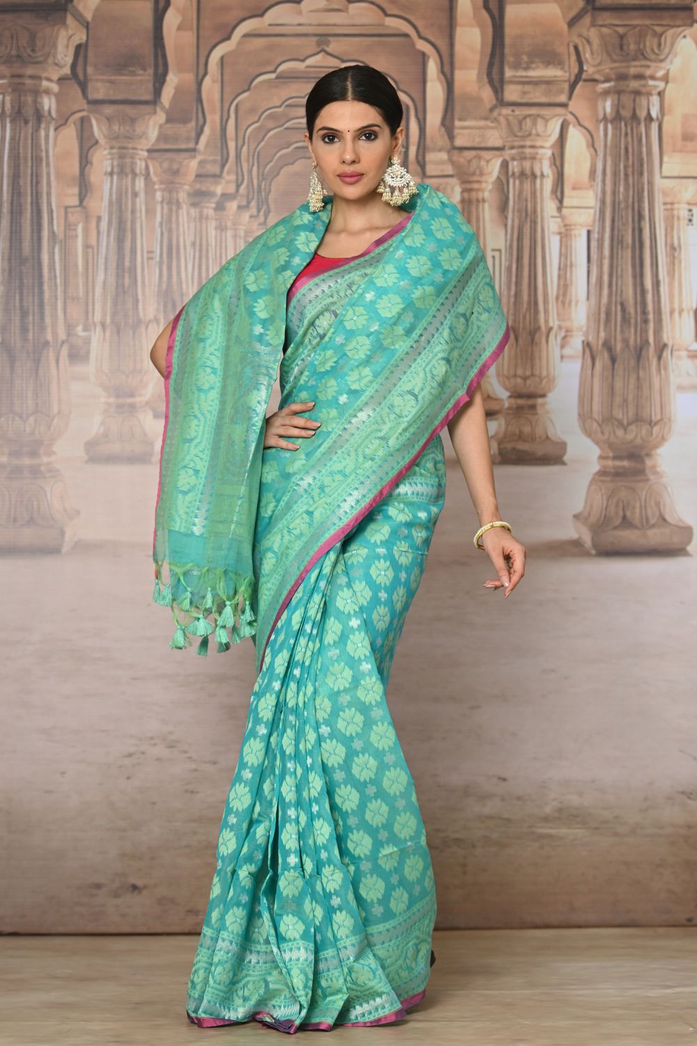 Buy Pink Tussar Silk Blend Saree Nitaraa