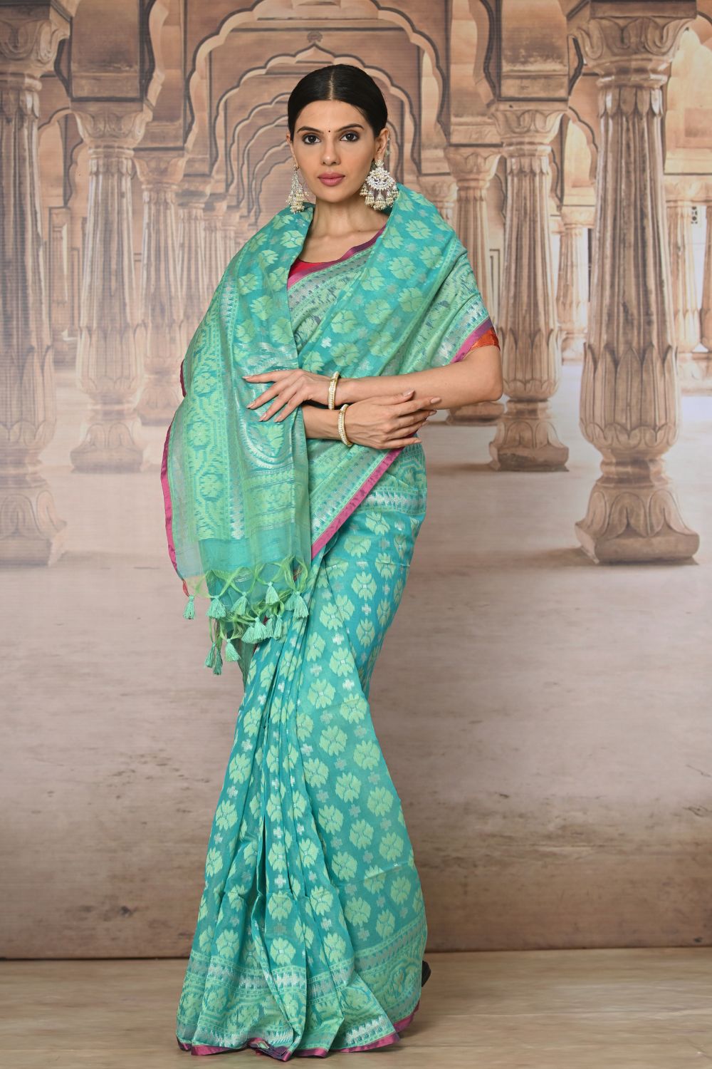 Buy Yellow Tussar Silk Blend Saree Nitaraa