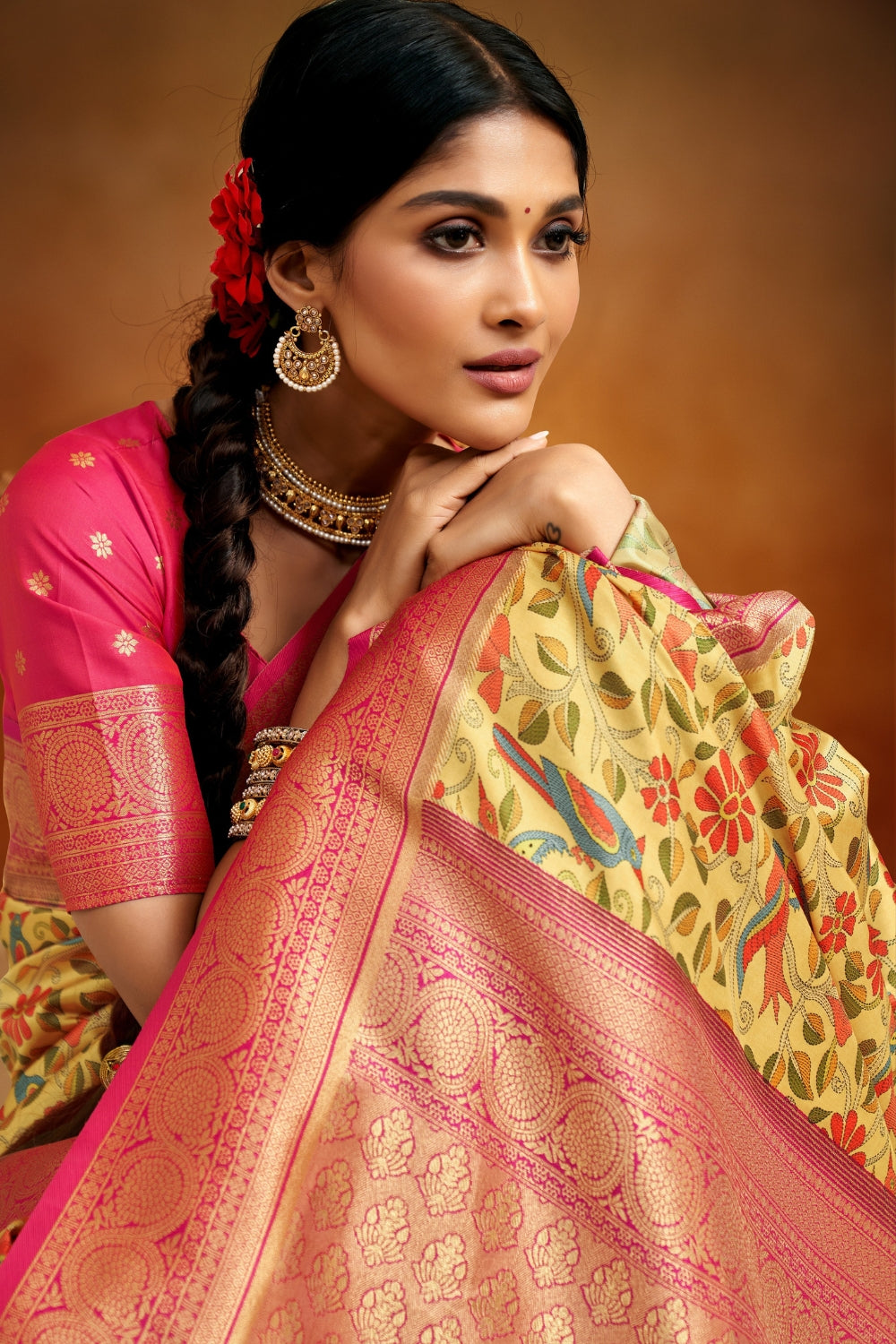 Multicolour Soft Banarasi Silk Saree