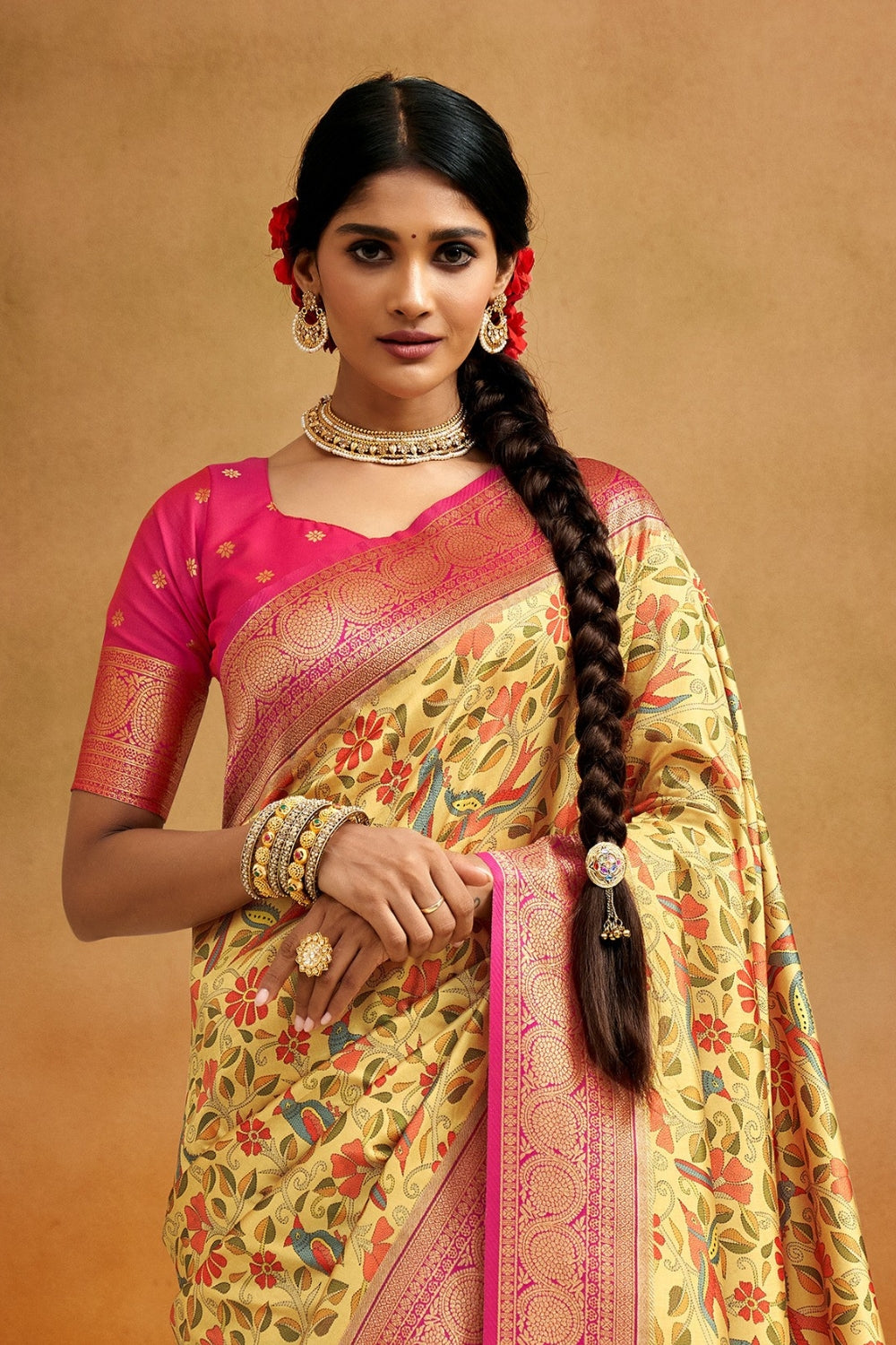 Multicolour Soft Banarasi Silk Saree