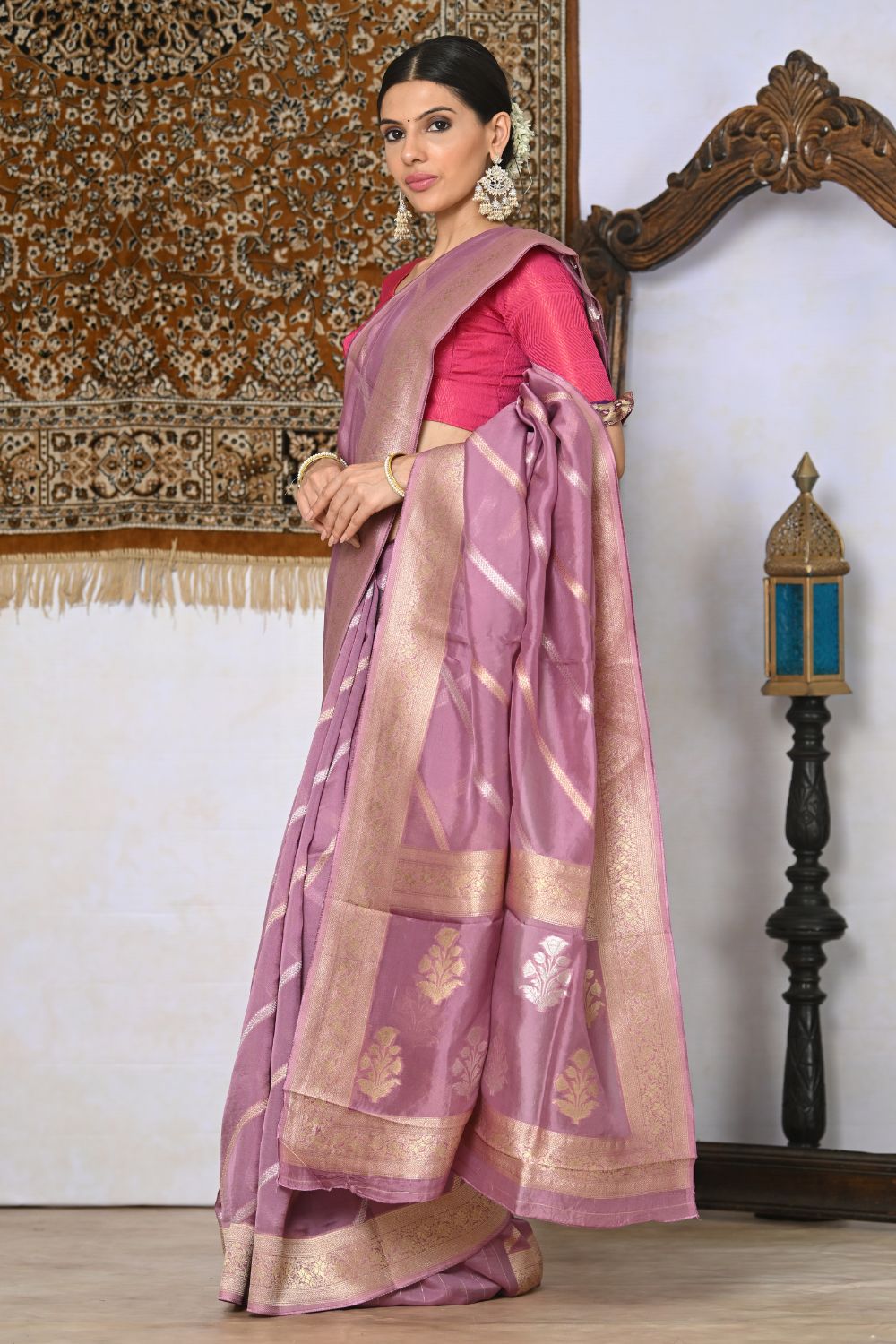 Buy Green Pashmina Silk Organza Saree With Blouse Piece Nitaraa