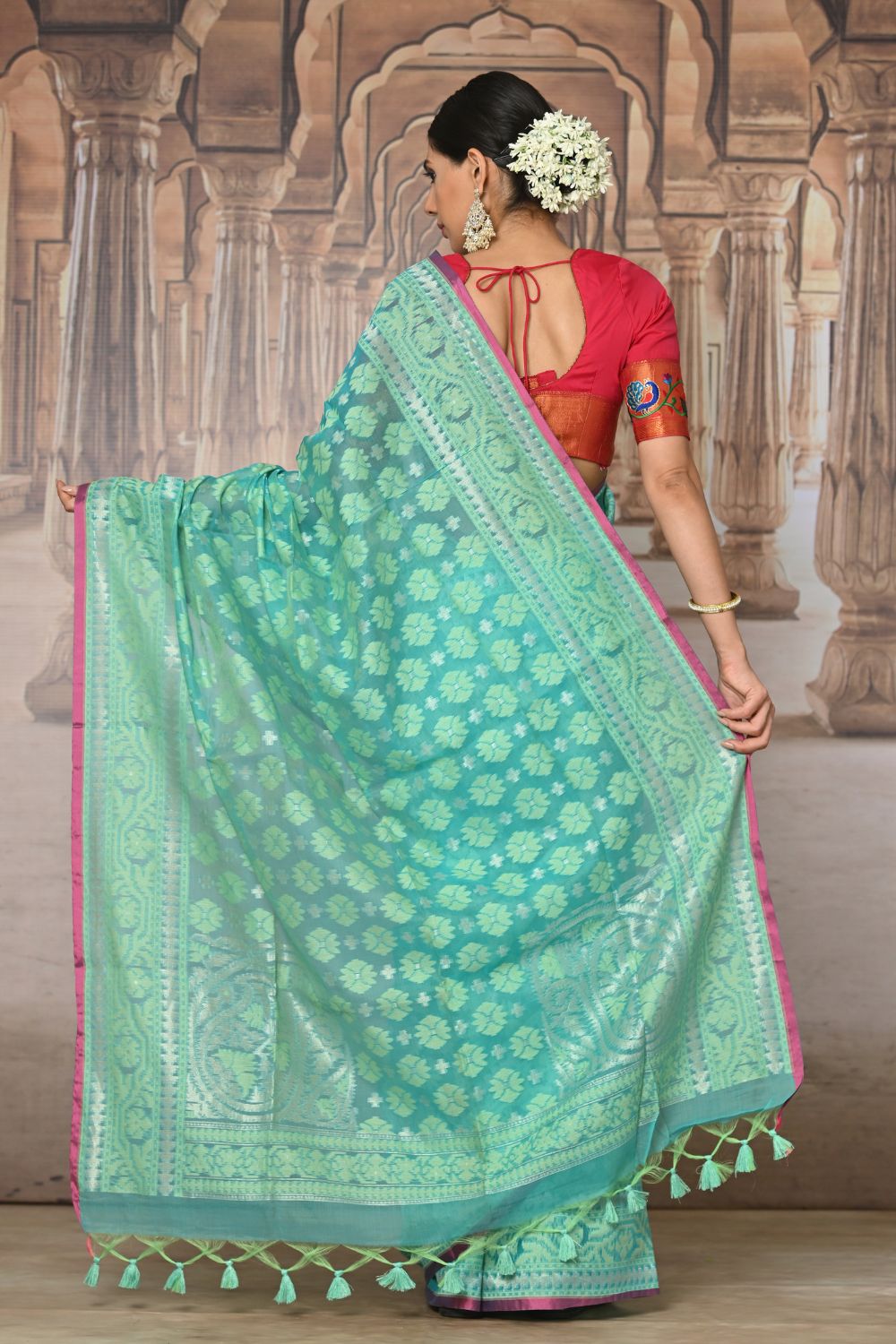 Buy Coffee Brown Tussar Silk Blend Saree Nitaraa