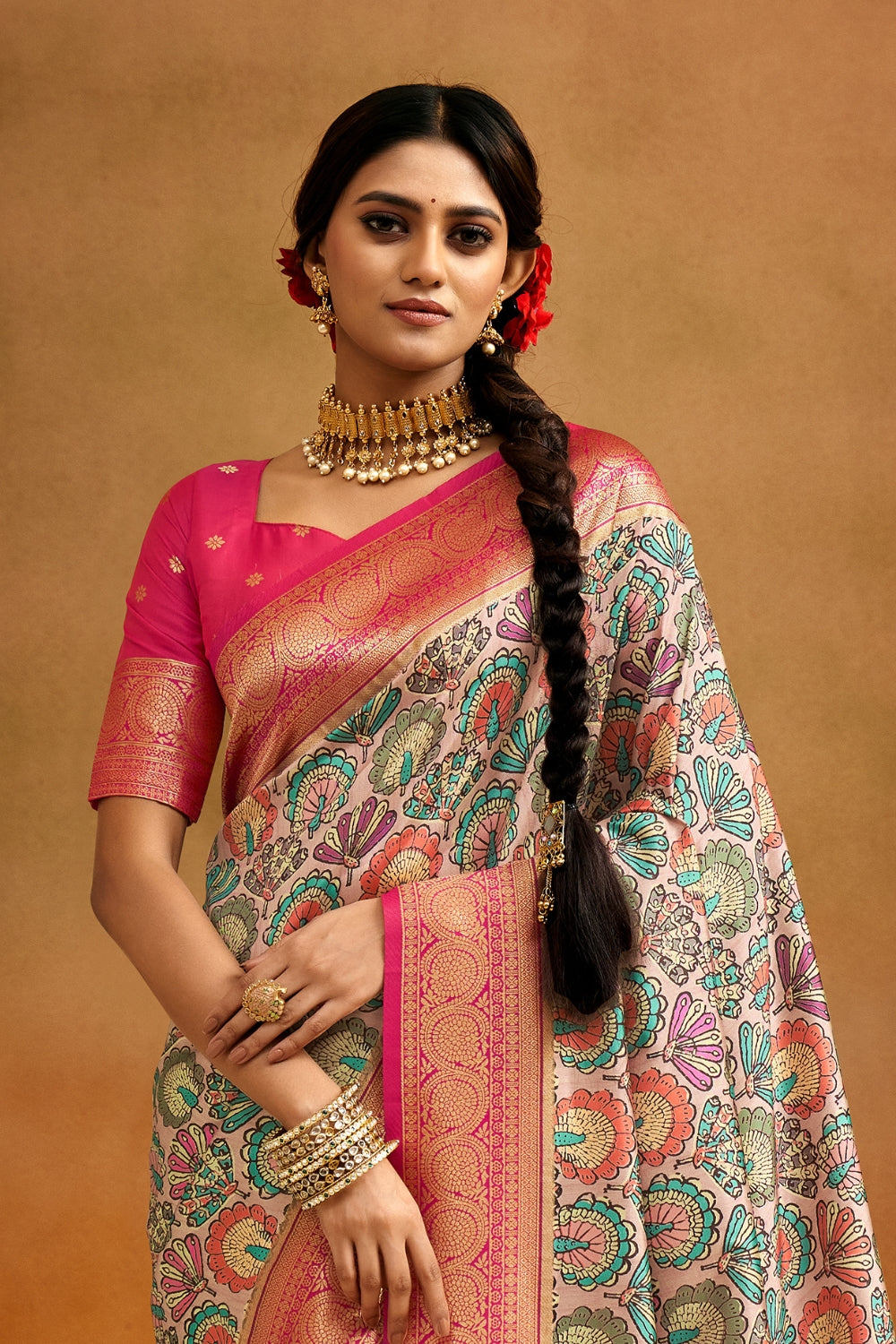Multicolour Soft Banarasi Silk Saree