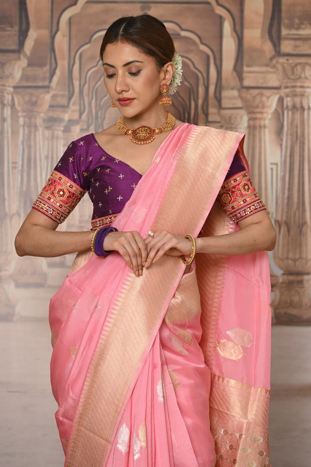 Buy Green Silk Blend Saree Nitaraa