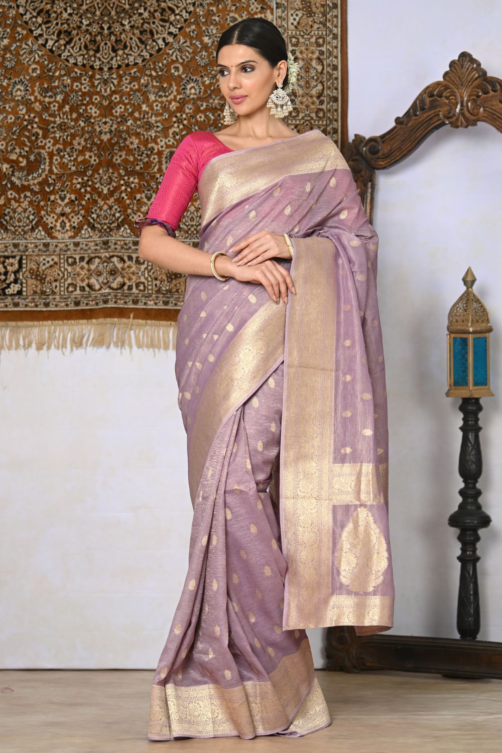 Buy Cream Pashmina Silk Organza Saree With Blouse Piece Nitaraa