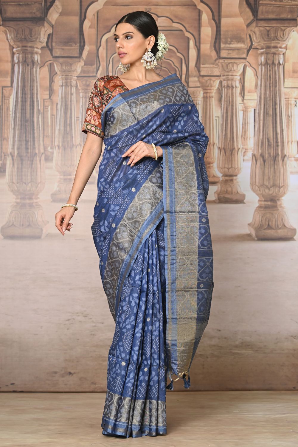 Buy Grey Silk Cotton Saree Nitaraa