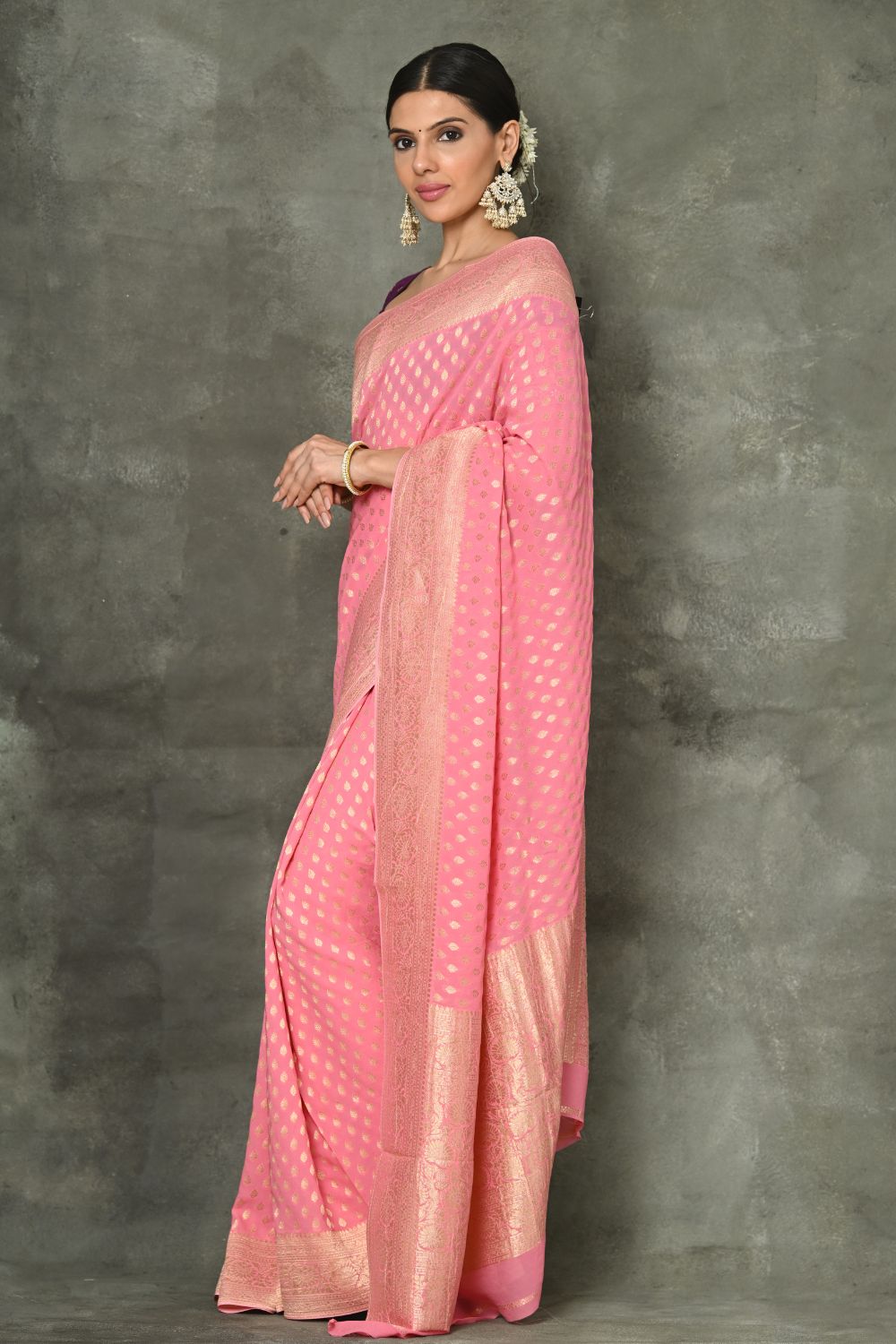 Buy Colubia Blue Banarasi Organza Silk Saree Nitaraa