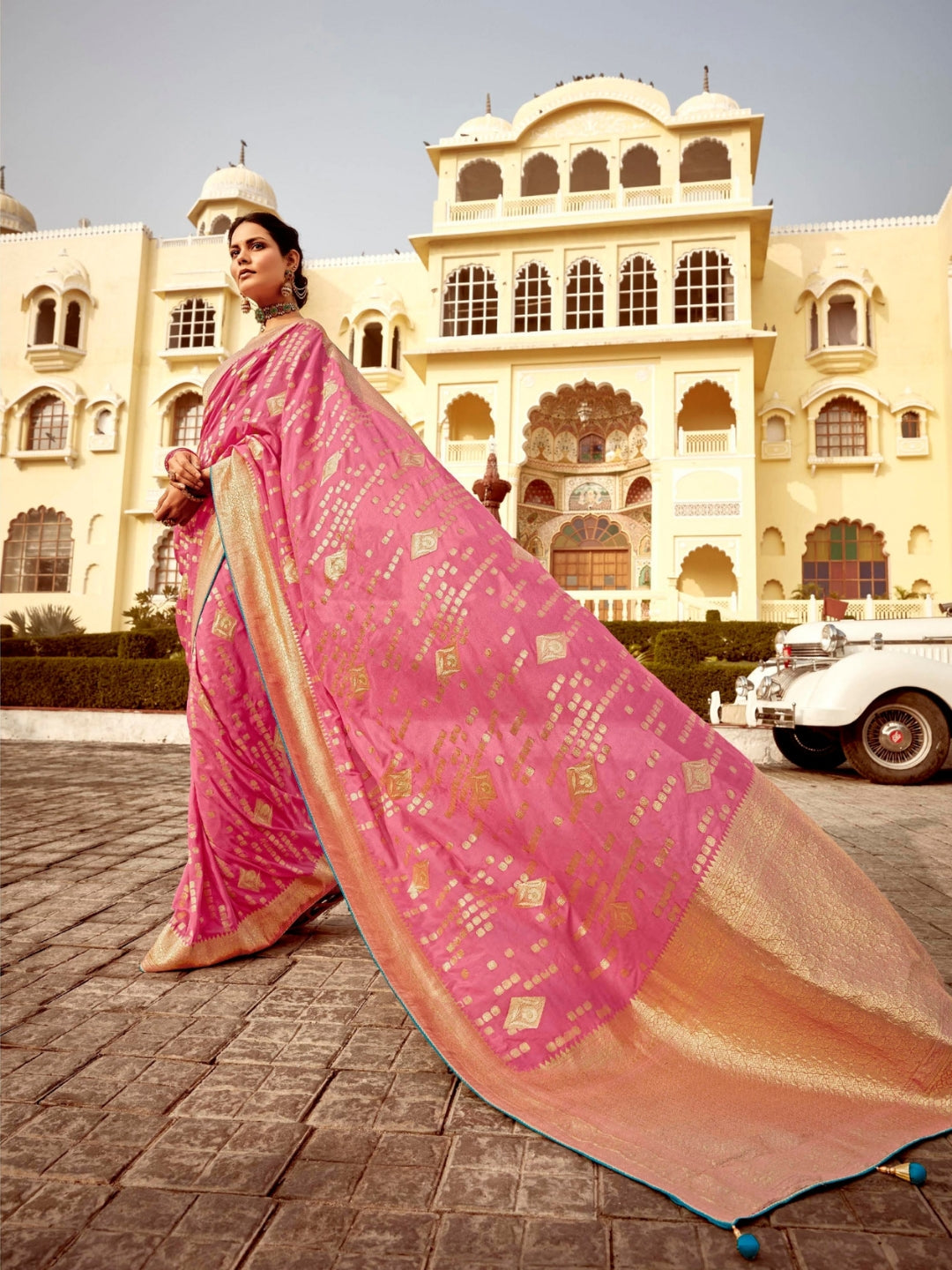 Rose Pink Khaddi Banarasi Saree