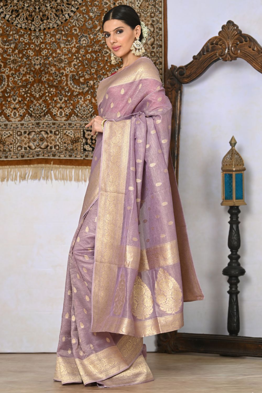 Buy Navy Blue Banarasi Silk Viscose Saree With Blouse Piece Nitaraa