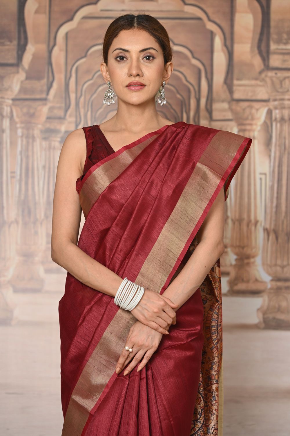 Buy Cream Tissue Saree Nitaraa