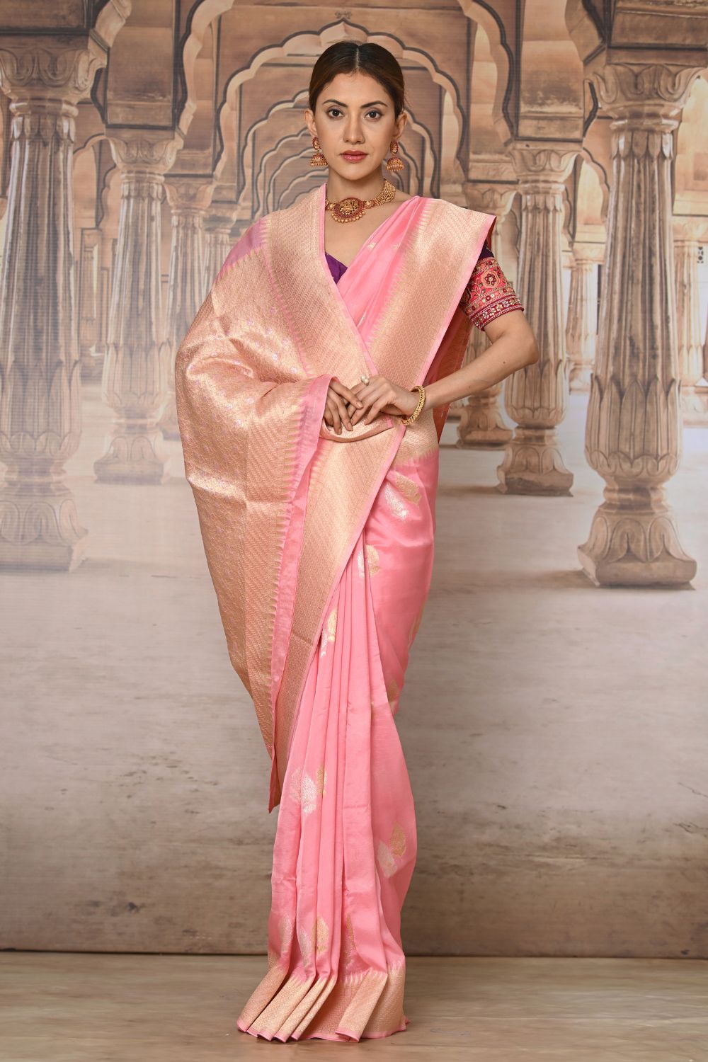 Buy Grey Silk Blend Saree Nitaraa