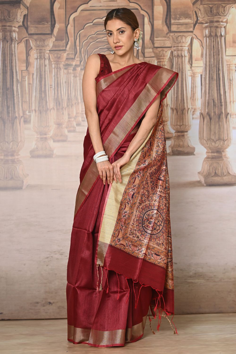 Buy Orange Muga Cotton Saree Nitaraa
