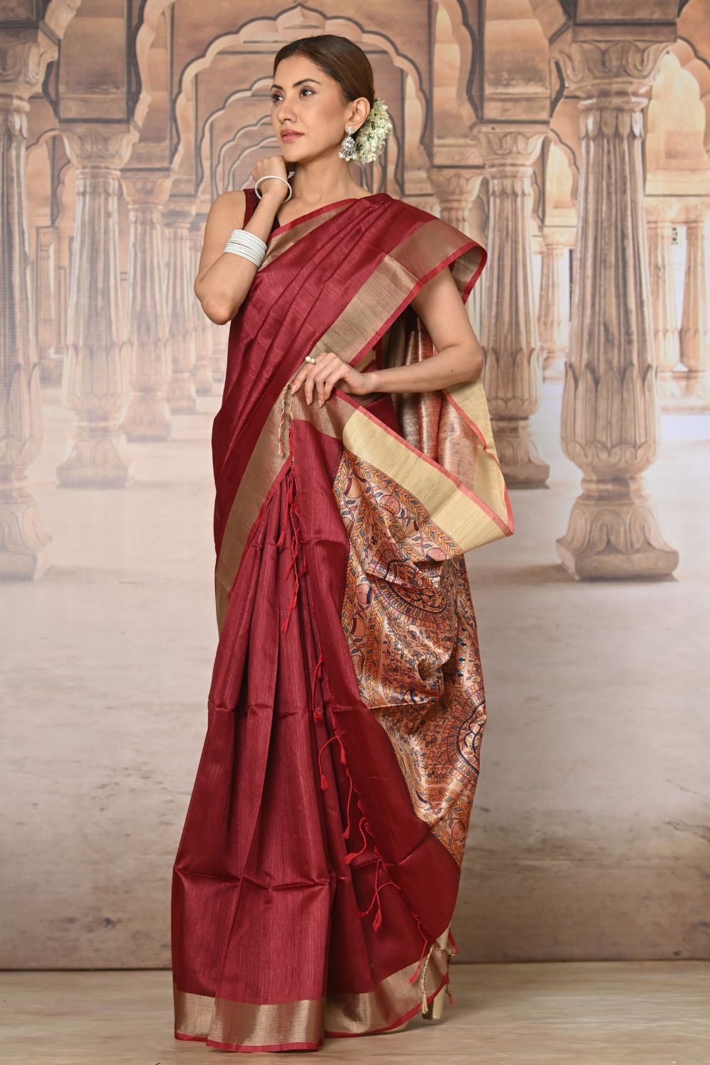 Buy Pink Muga Cotton Saree Nitaraa