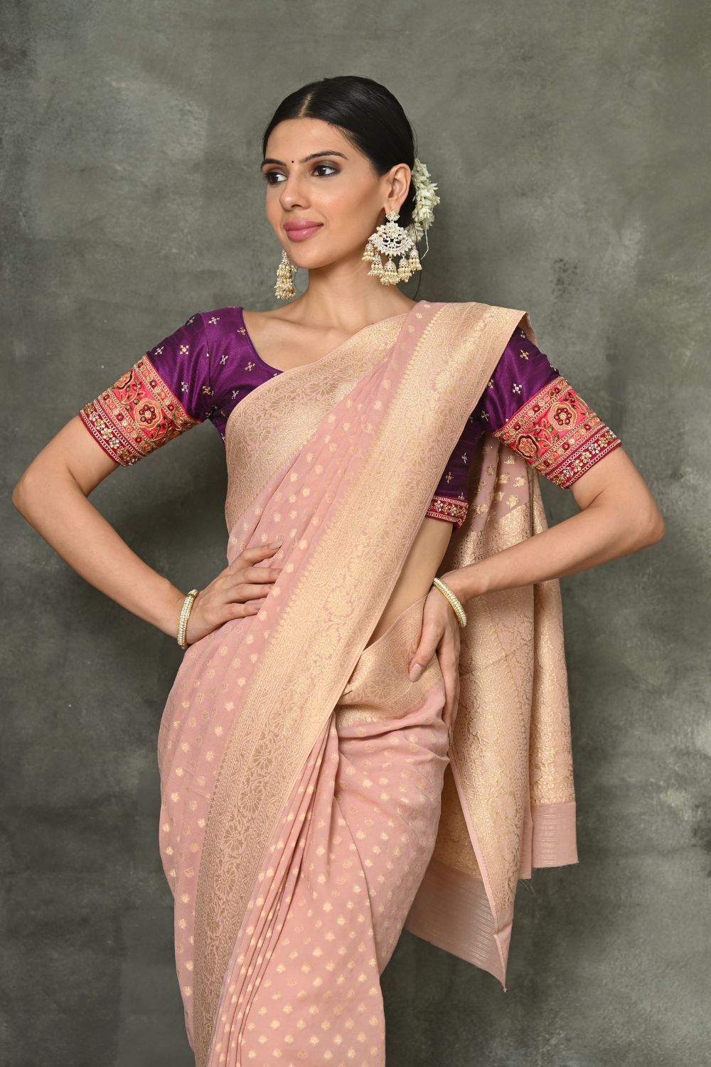 Buy English Blue Banarasi Raw Silk Saree Nitaraa