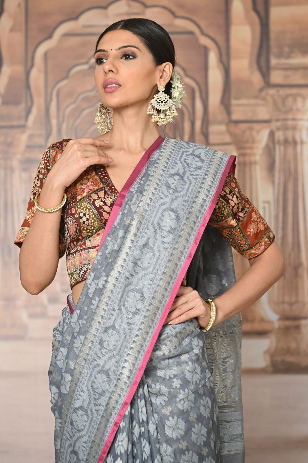 Buy Purple & Cream Muga Cotton Saree Nitaraa