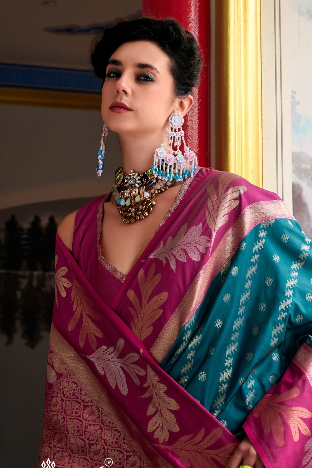Denim Blue Banarasi Saree
