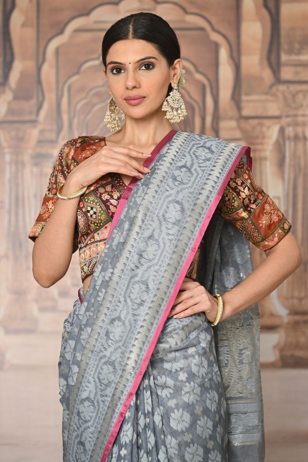 Buy Maroon and Cream Muga Cotton Saree Nitaraa