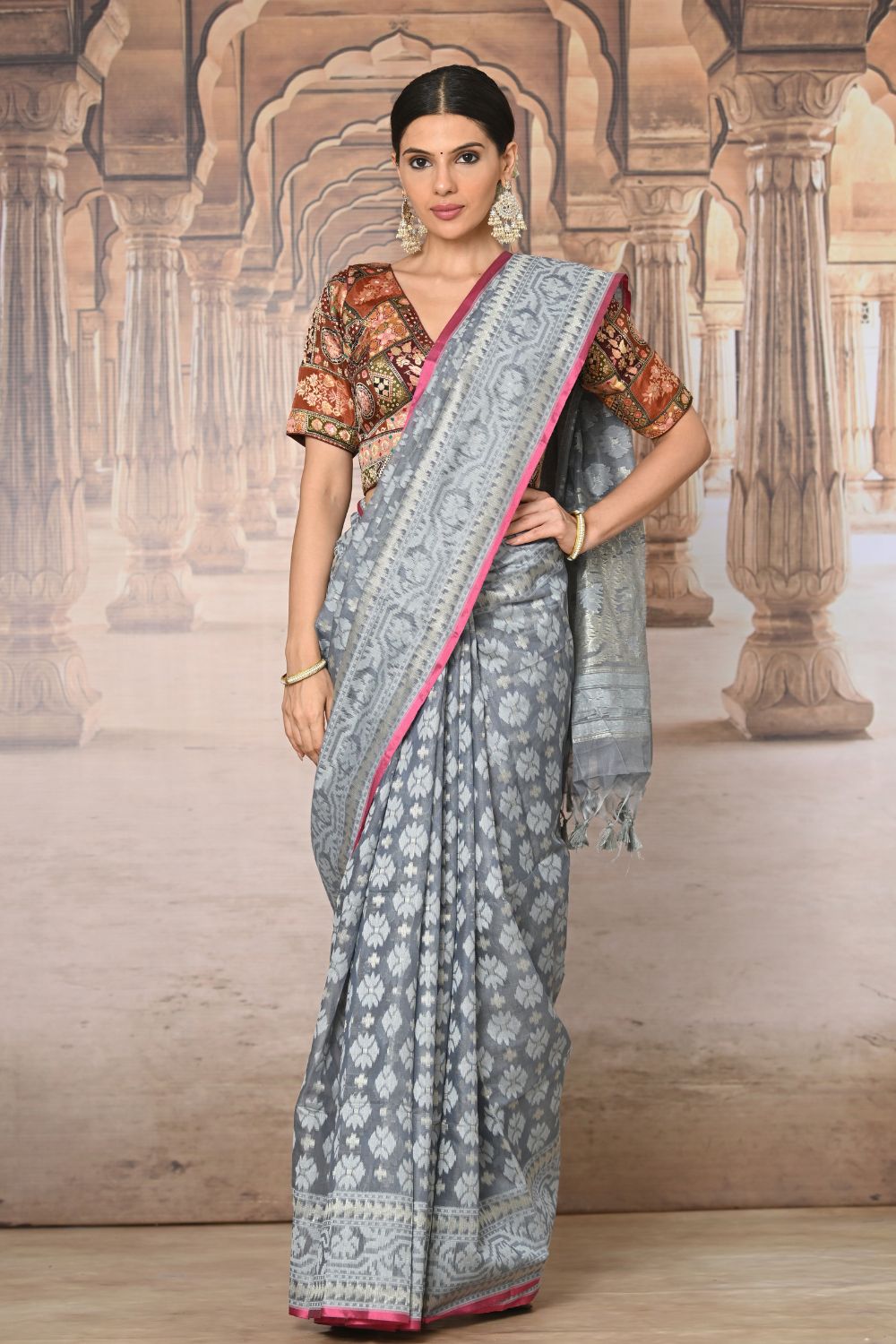 Buy Pink Muga Cotton Saree Nitaraa
