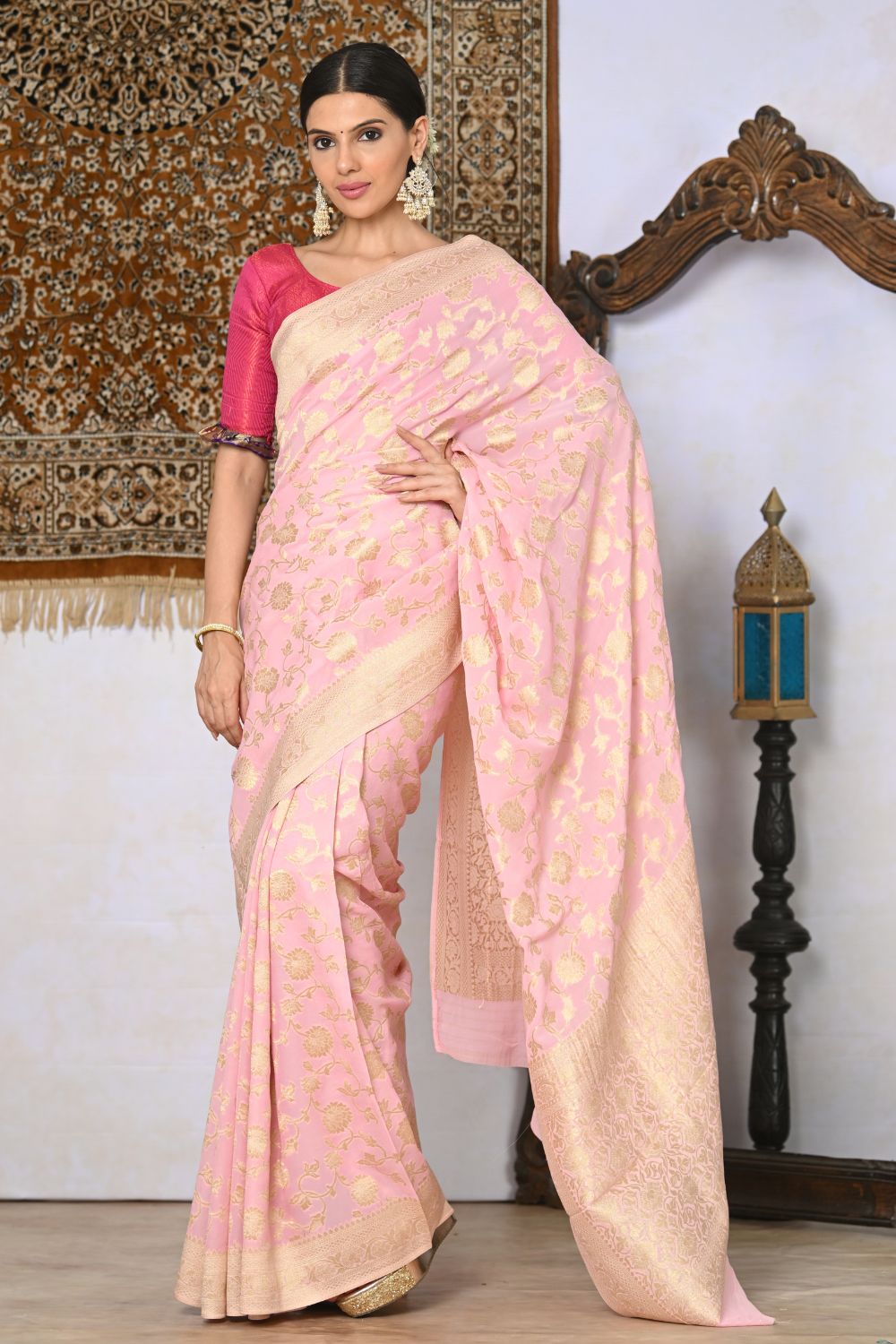 Buy Multicolor Banarasi Silk Saree With Blouse Piece Nitaraa