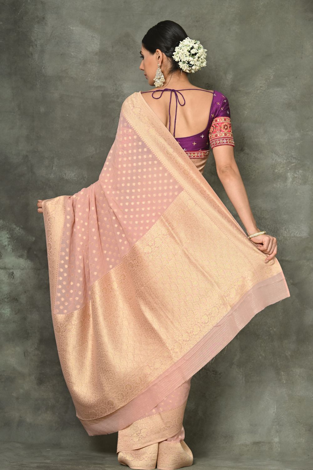 Buy Lilac Purple Banarasi Khaddi Georgette Saree Nitaraa