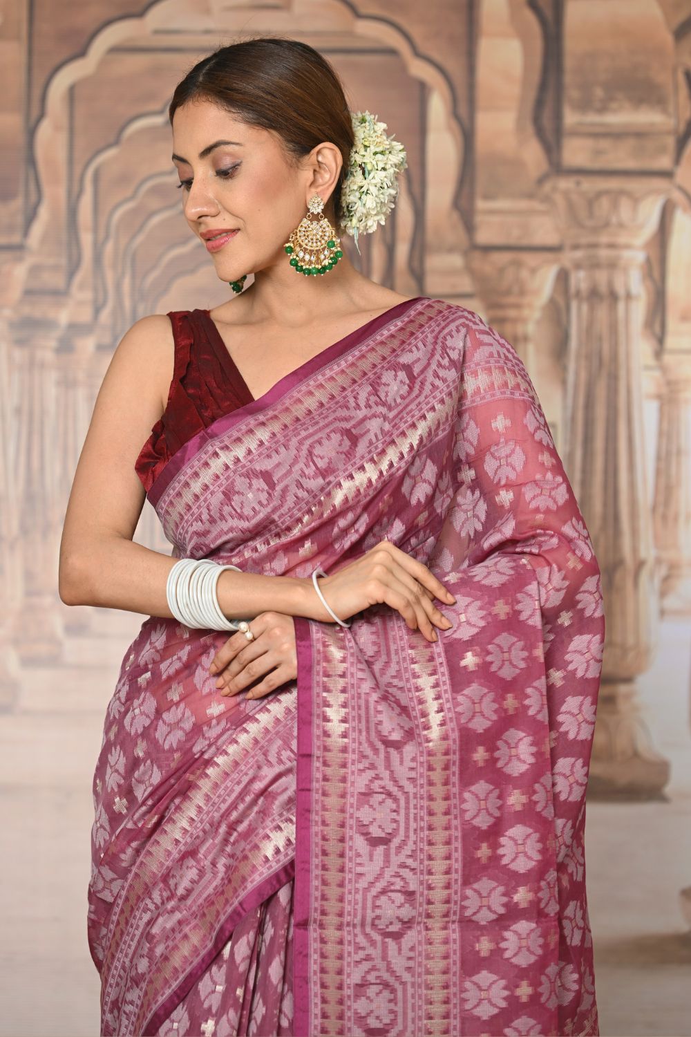 Buy Green Silk Blend Saree Nitaraa