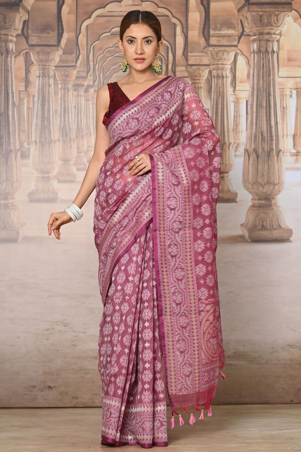 Buy Navy Blue Silk Blend Saree Nitaraa