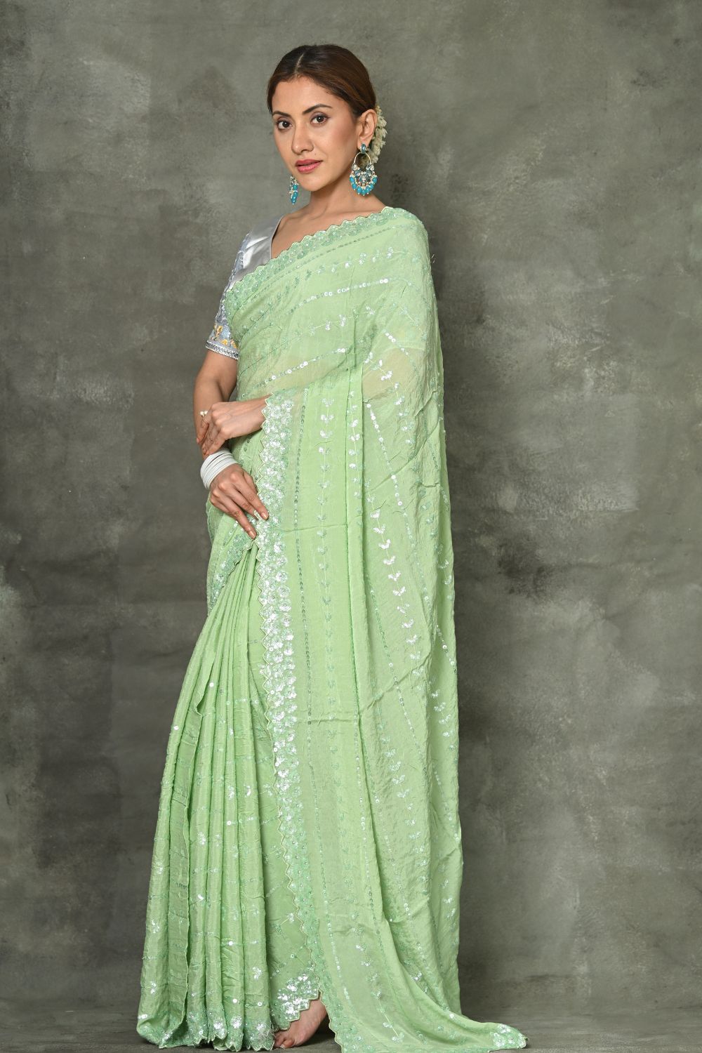 Buy Baby Purple Cotton Chikankari Saree Nitaraa