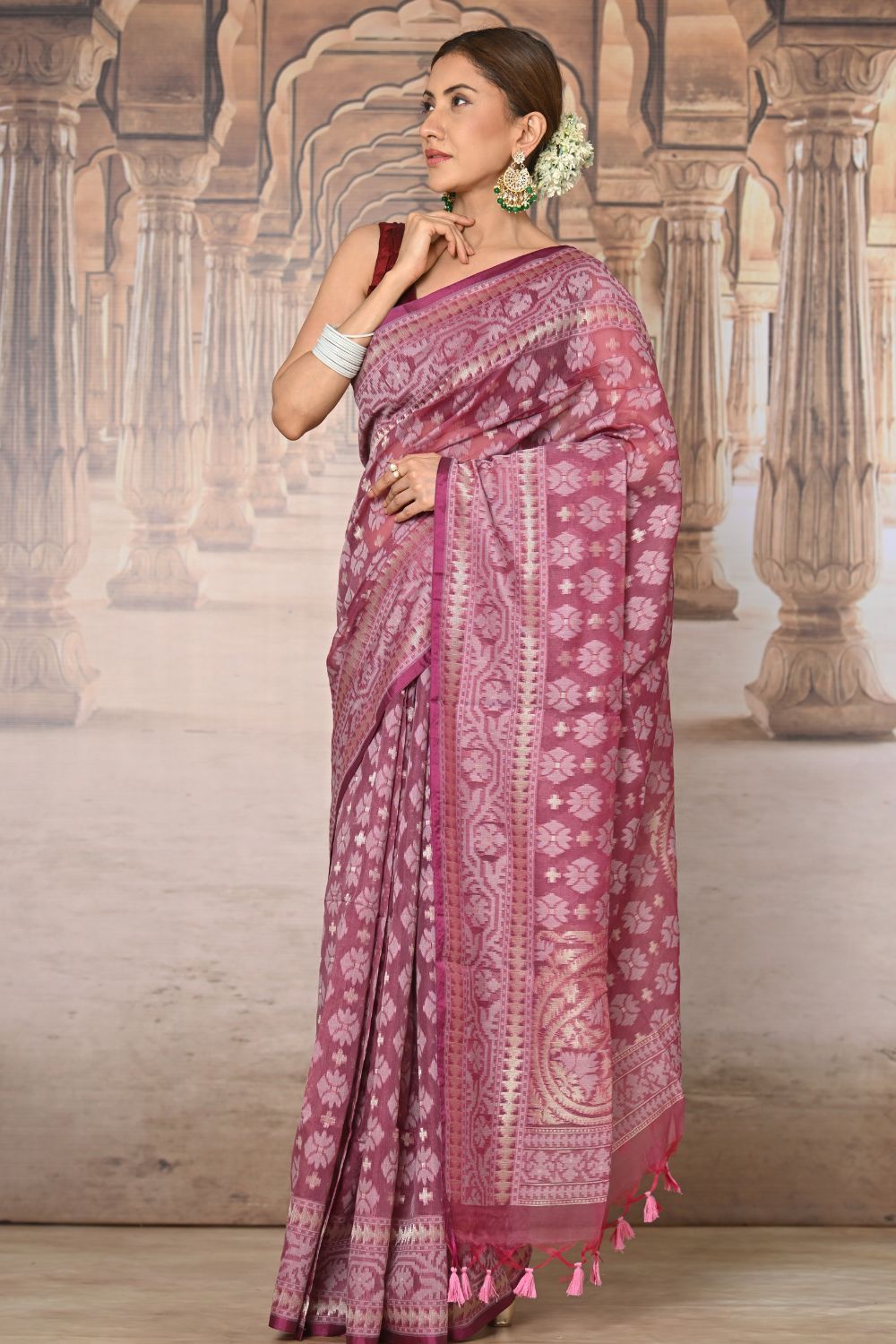 Buy Yellow Silk Blend Saree Nitaraa