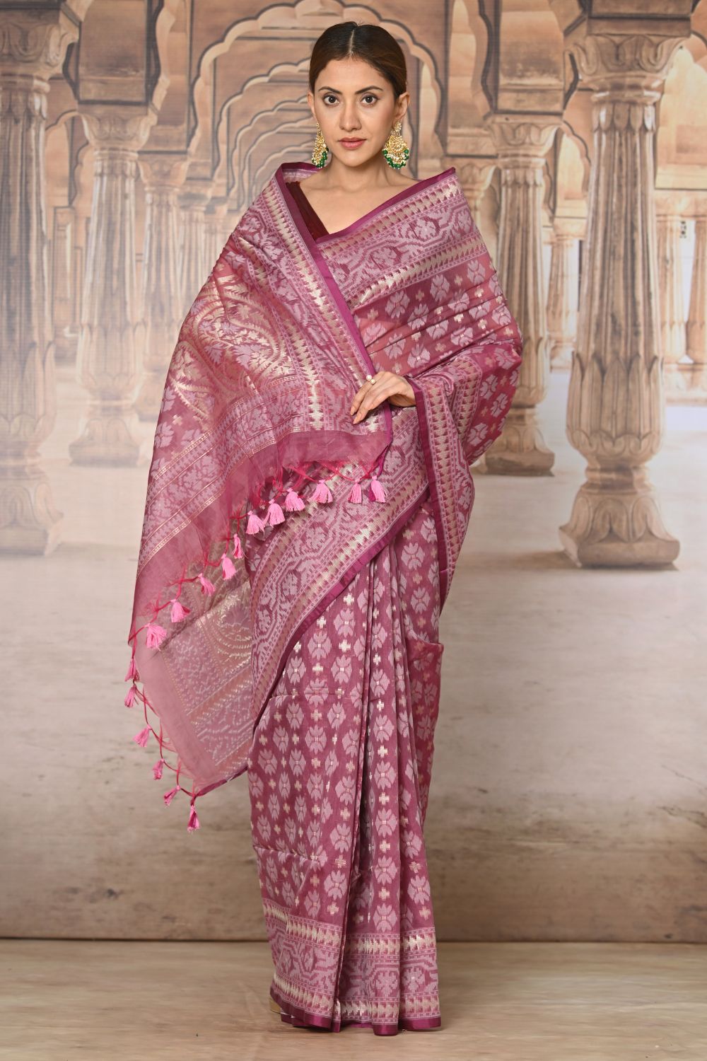 Buy Teal and Cream Muga Cotton Saree Nitaraa