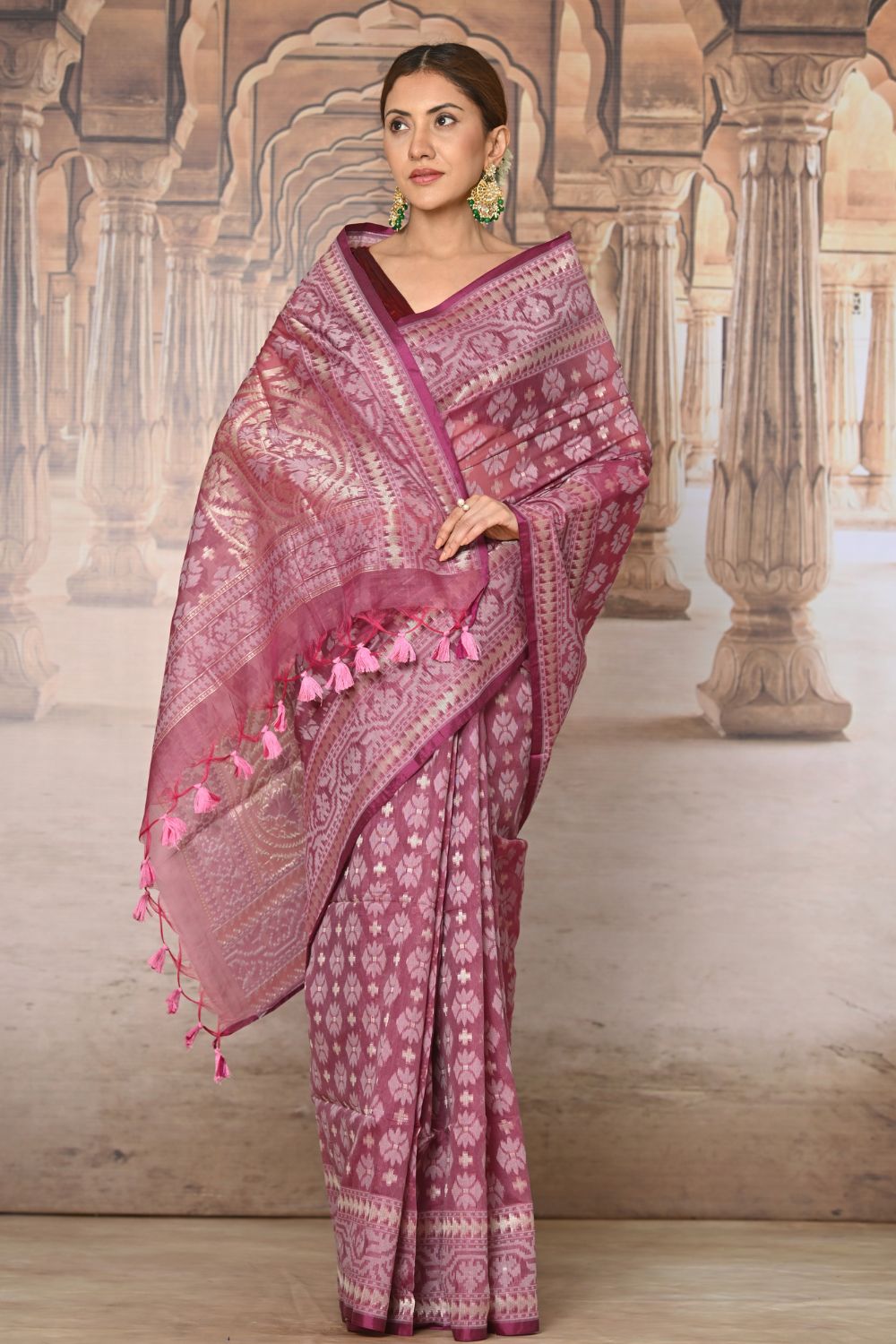 Buy Red Silk Blend Saree Nitaraa