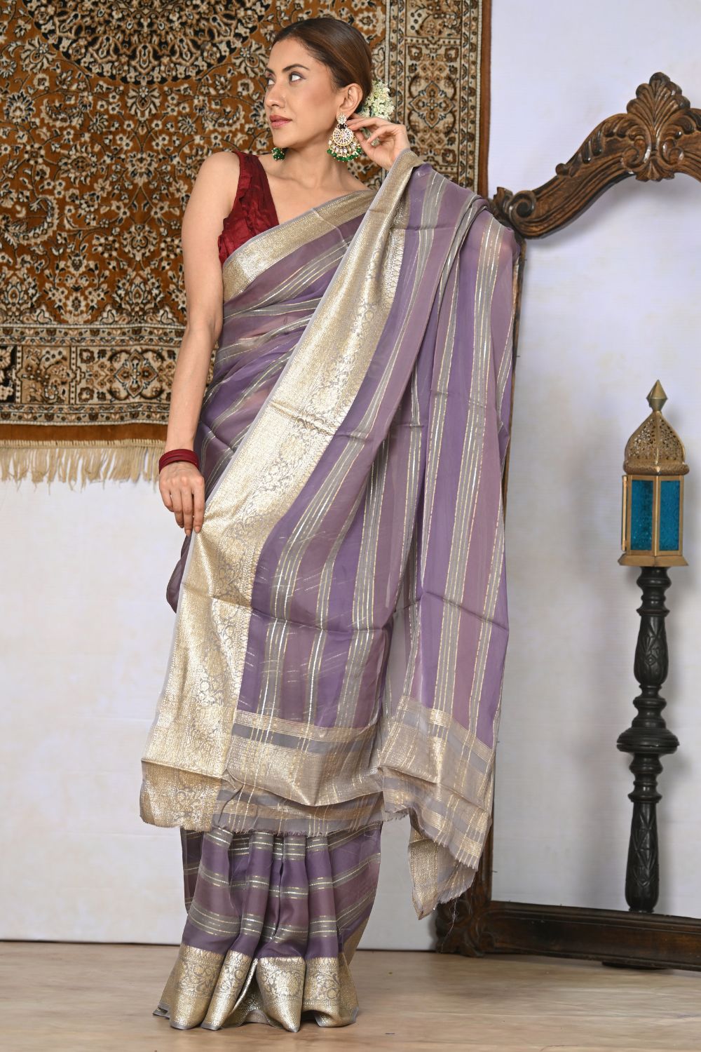 Buy Teal Silk Blend Saree Nitaraa