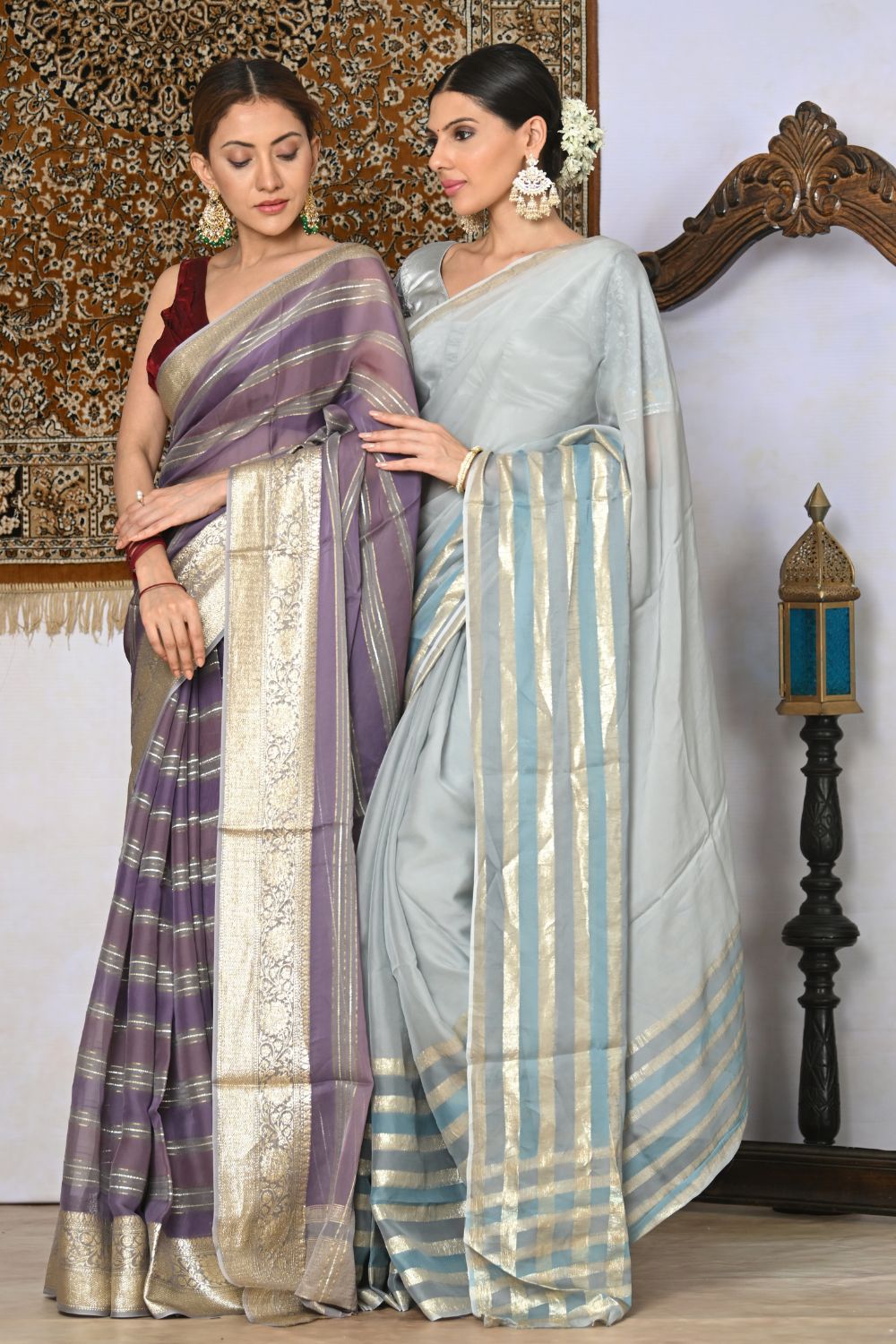 Buy Cream Silk Blend Saree Nitaraa