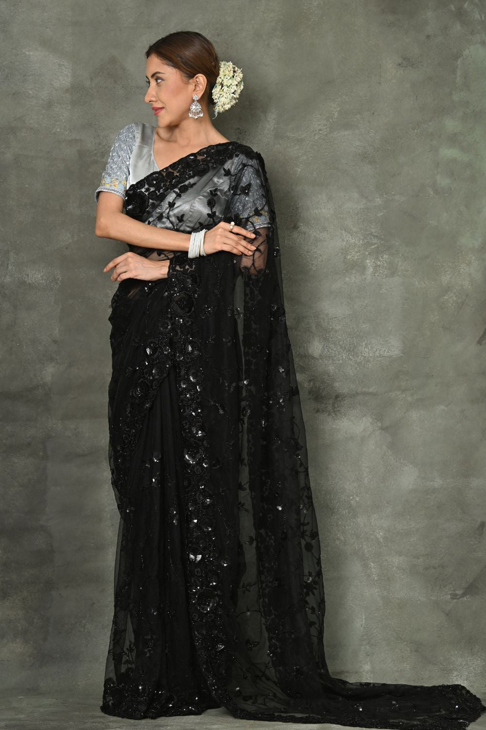 Buy Eminence Purple Banarasi Khaddi Georgette Saree Nitaraa