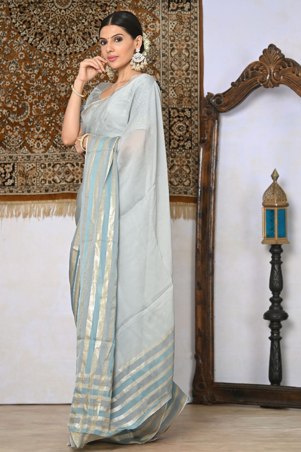 Buy Black Silk Blend Saree Nitaraa