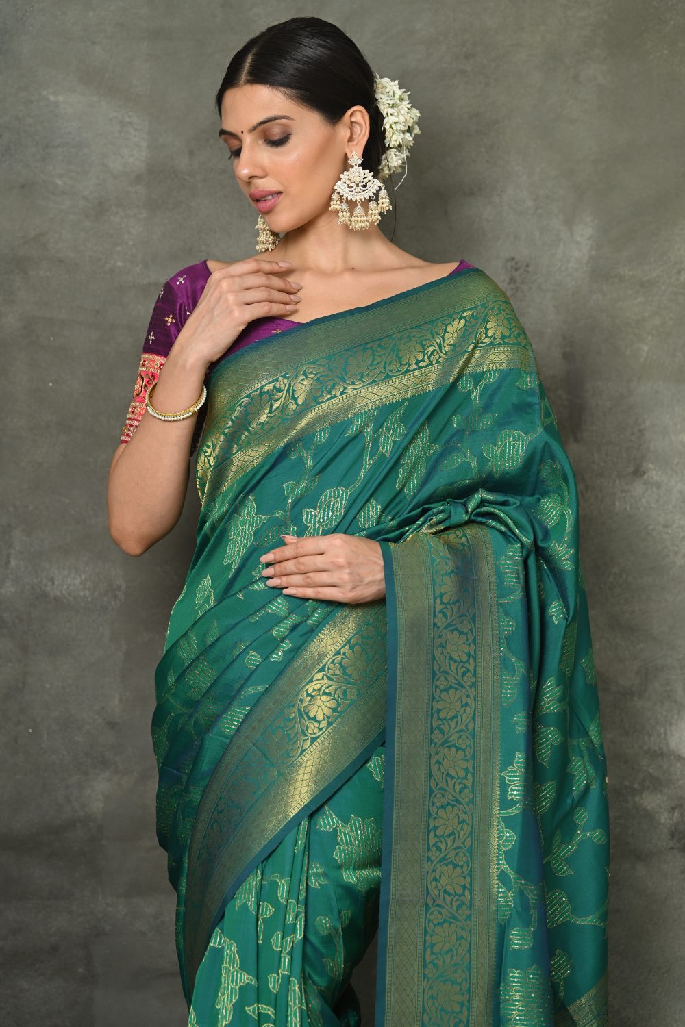 Buy Mauve Purple Banarasi Raw Silk Saree Nitaraa