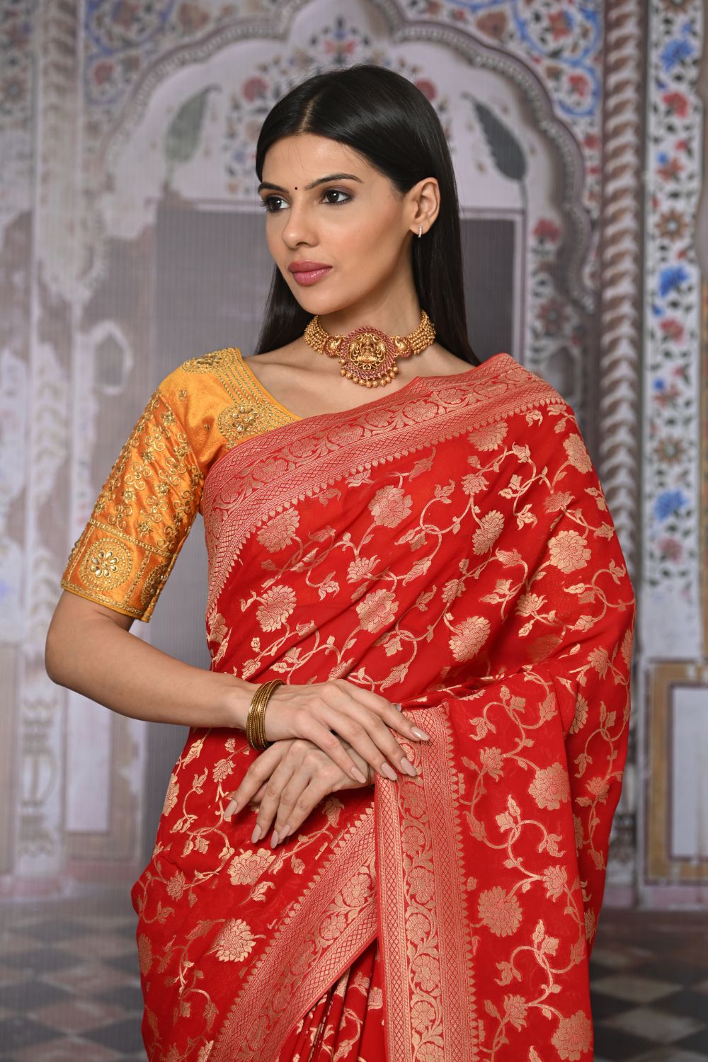 Buy Orange Silk Saree With Blouse Piece Nitaraa