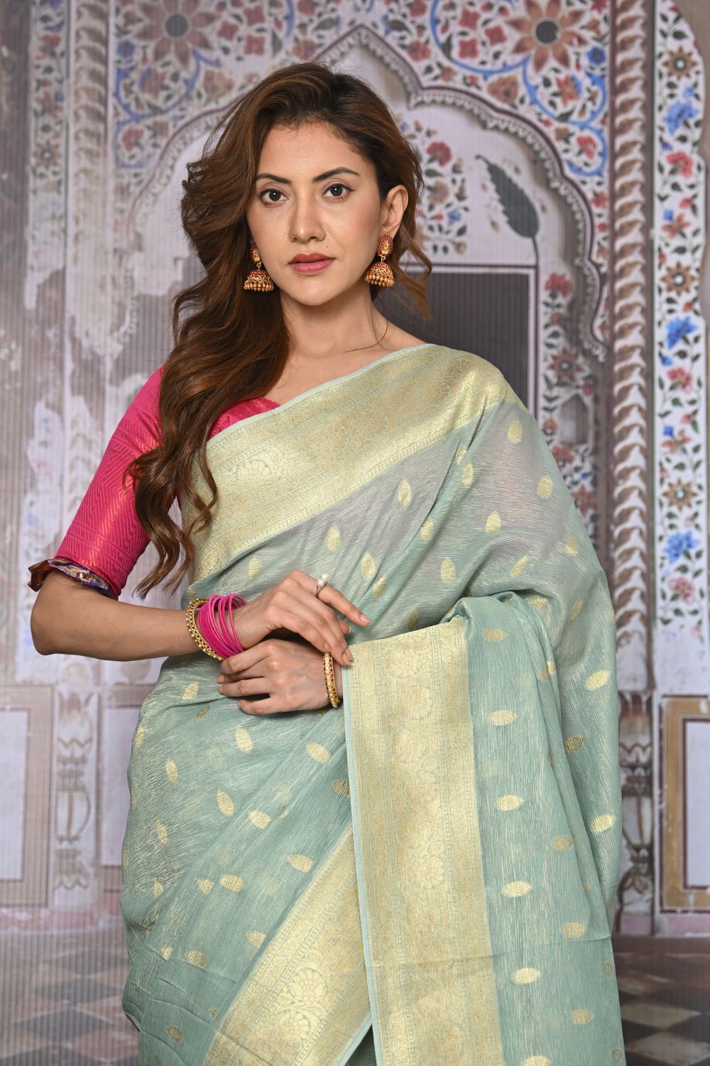 Buy Blue Satin Silk Saree With Blouse Piece Nitaraa