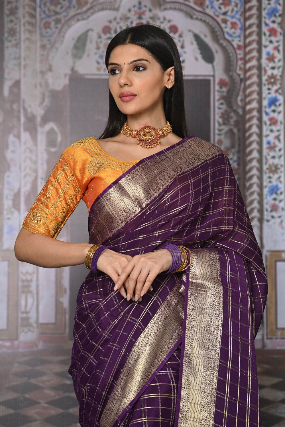 Buy Off White Kashmiri Silk Saree With Blouse Piece Nitaraa