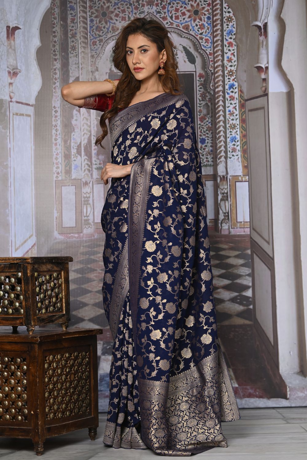Buy Coffee Soft Silk Saree With Blouse Piece Nitaraa