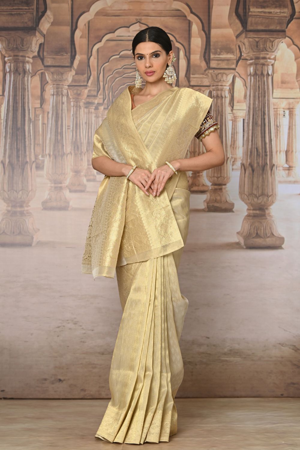 Buy Black Banarasi Kashmiri Modal Silk Saree Nitaraa