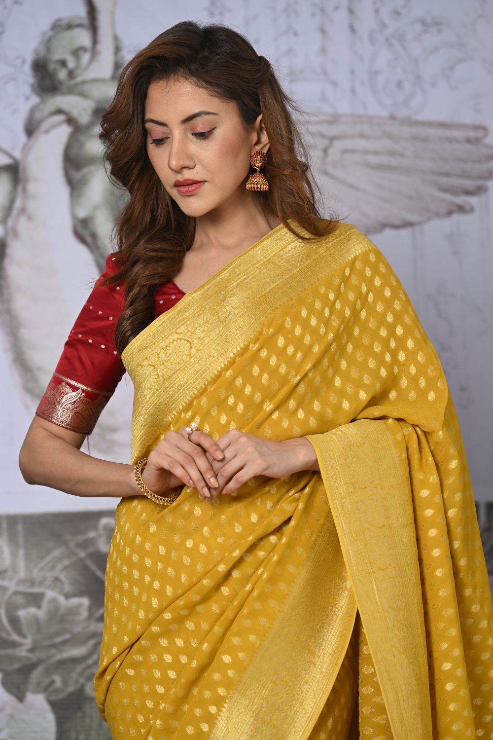 Buy Parrot Green Silk Saree With Blouse Piece Nitaraa