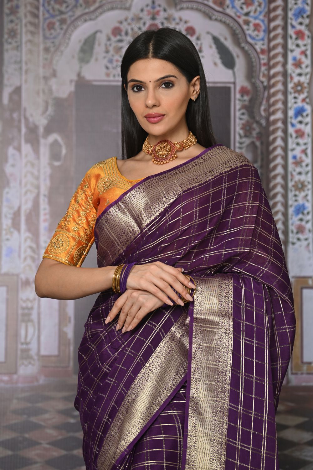 Buy Water Blue Kashmiri Silk Saree With Blouse Piece Nitaraa