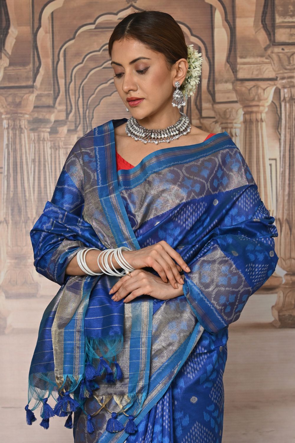 Buy Pink Silk Blend Saree Nitaraa