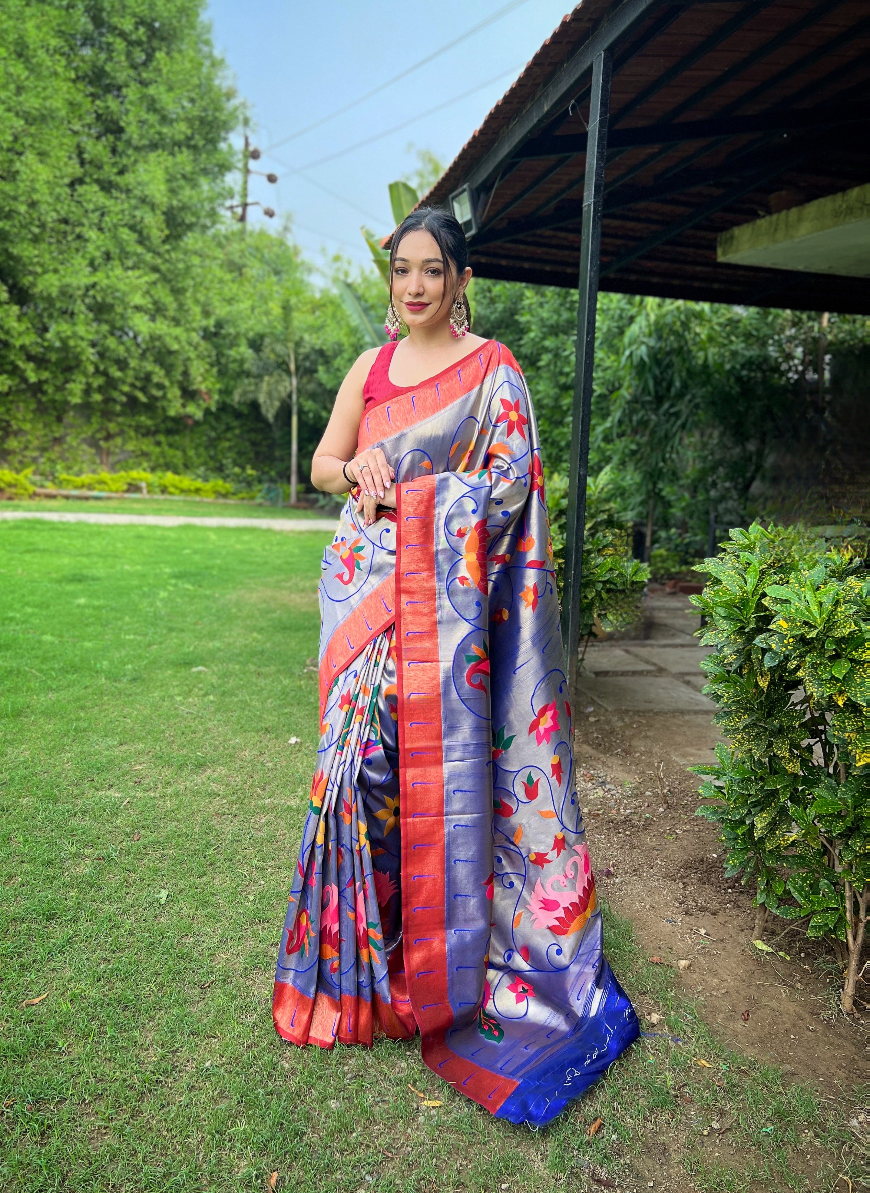 VOILET Pure Pathani Silk SAREE