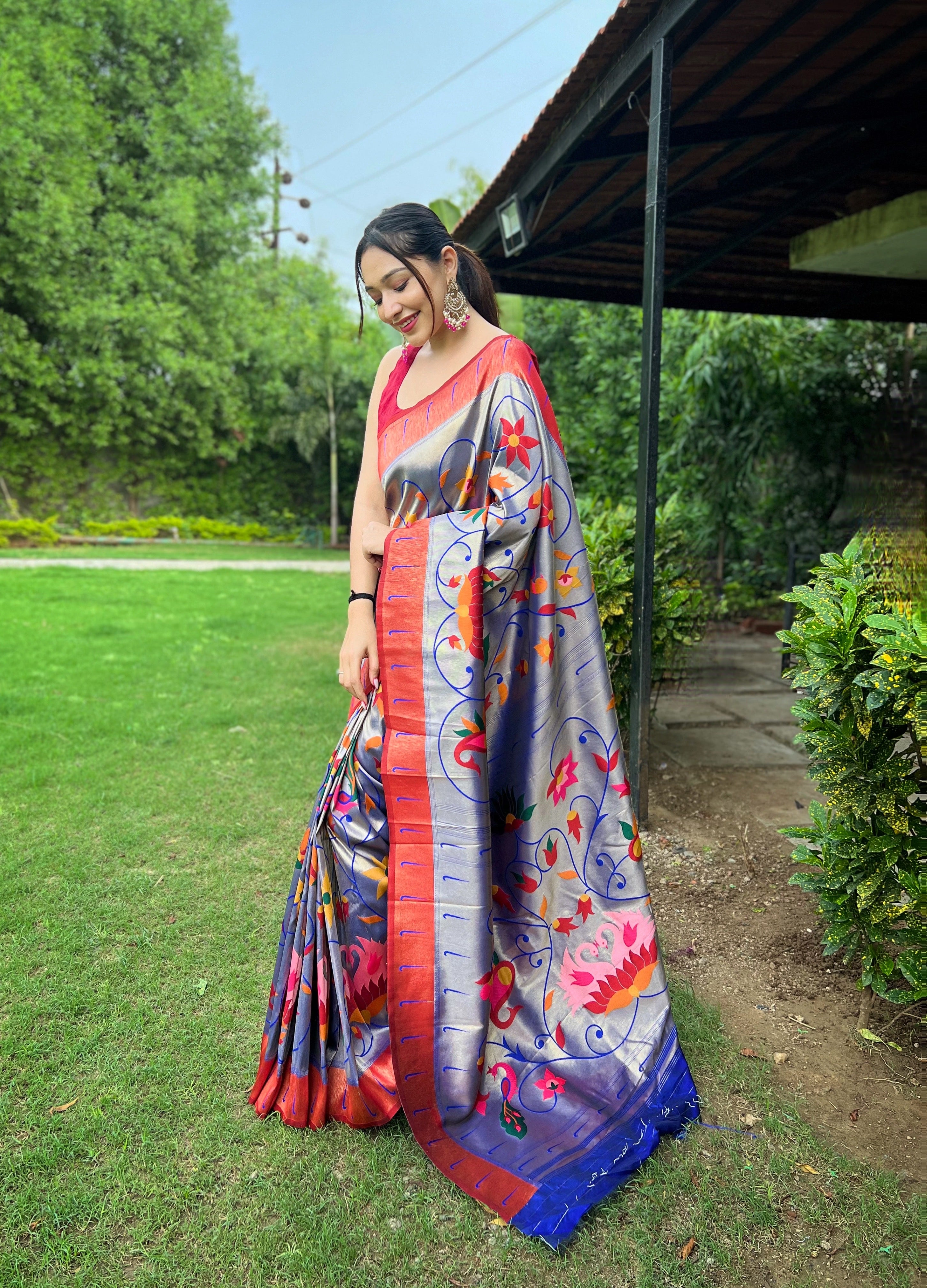 VOILET Pure Pathani Silk SAREE
