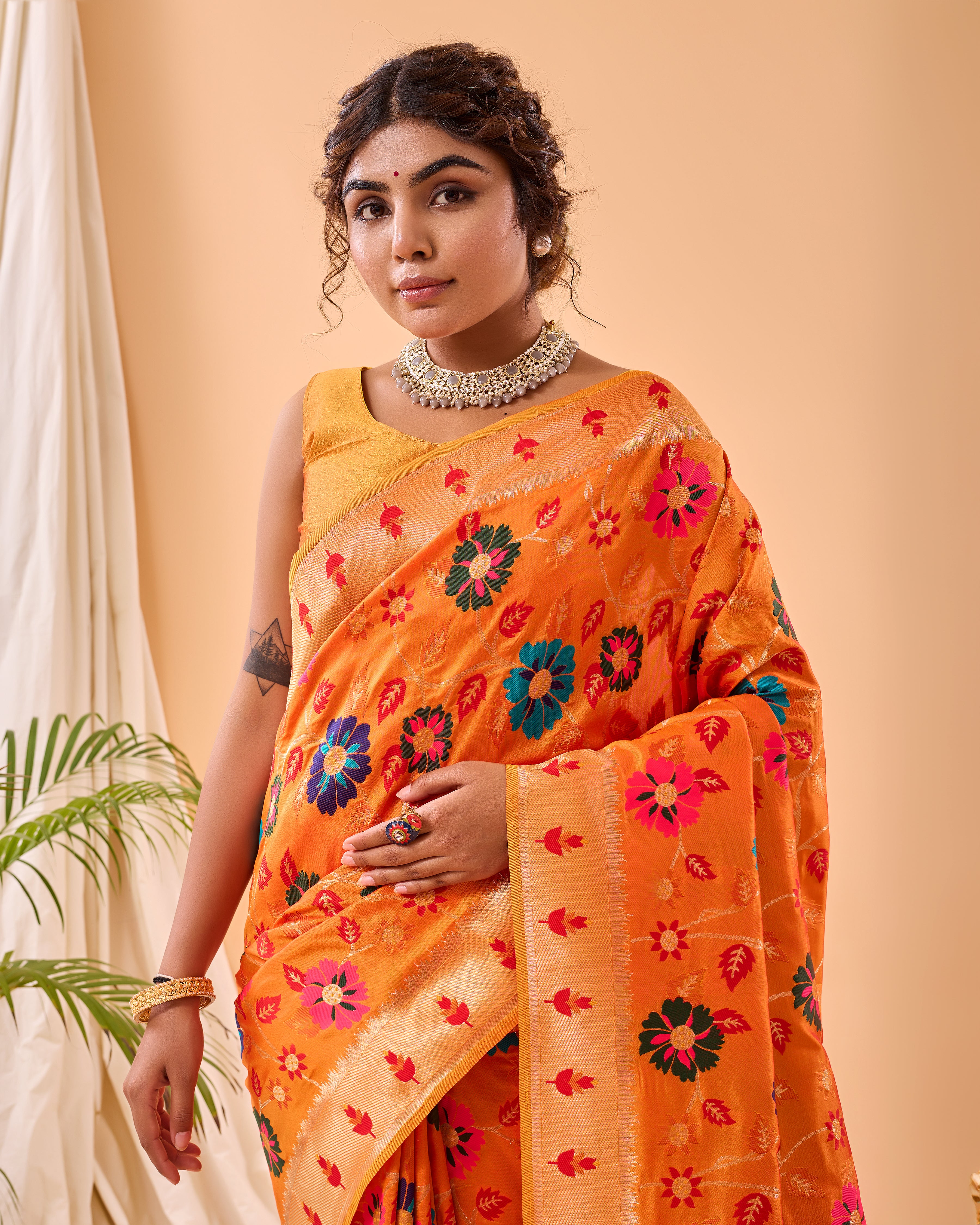 YELLOW Pure paithani silk SAREE