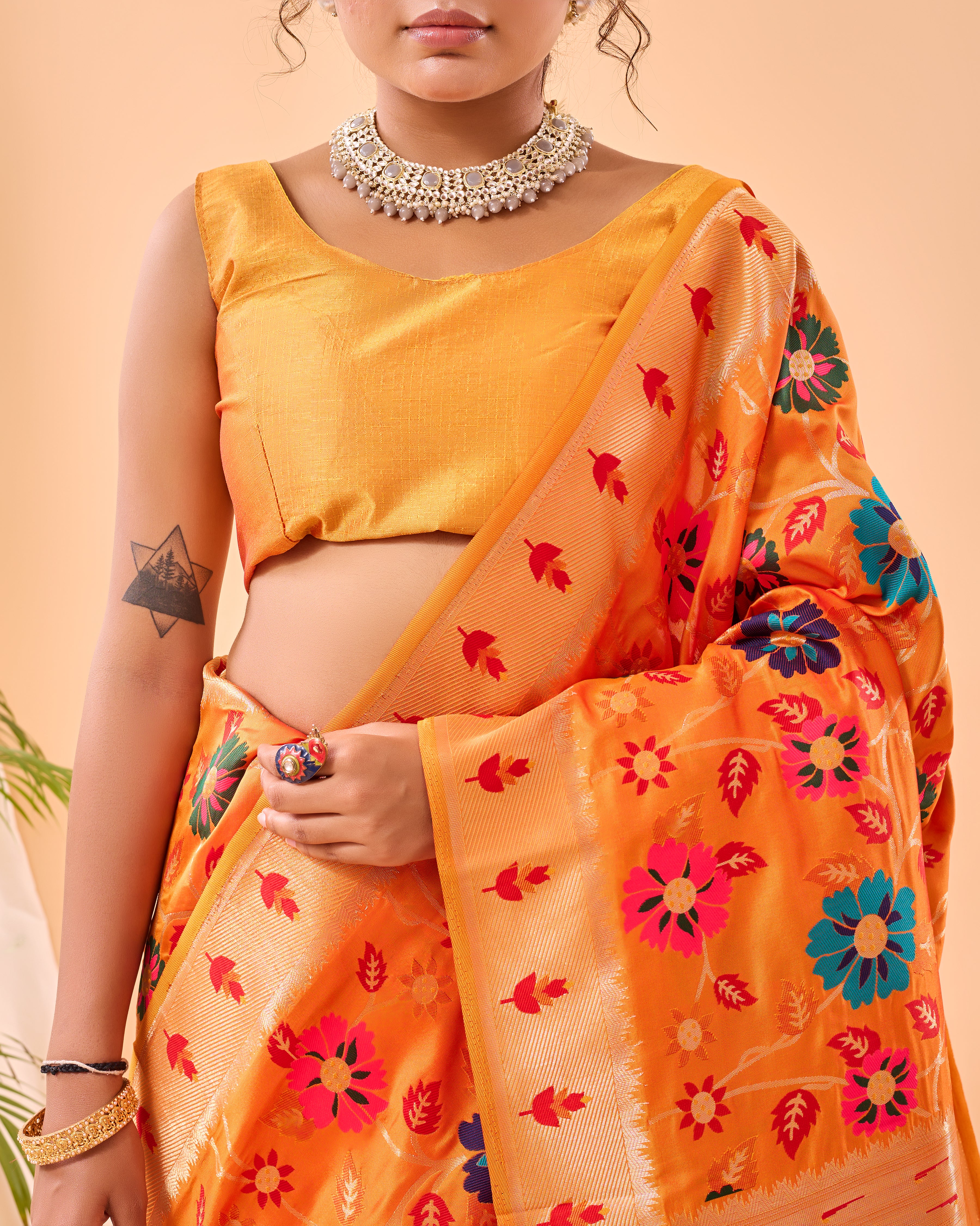 YELLOW Pure paithani silk SAREE