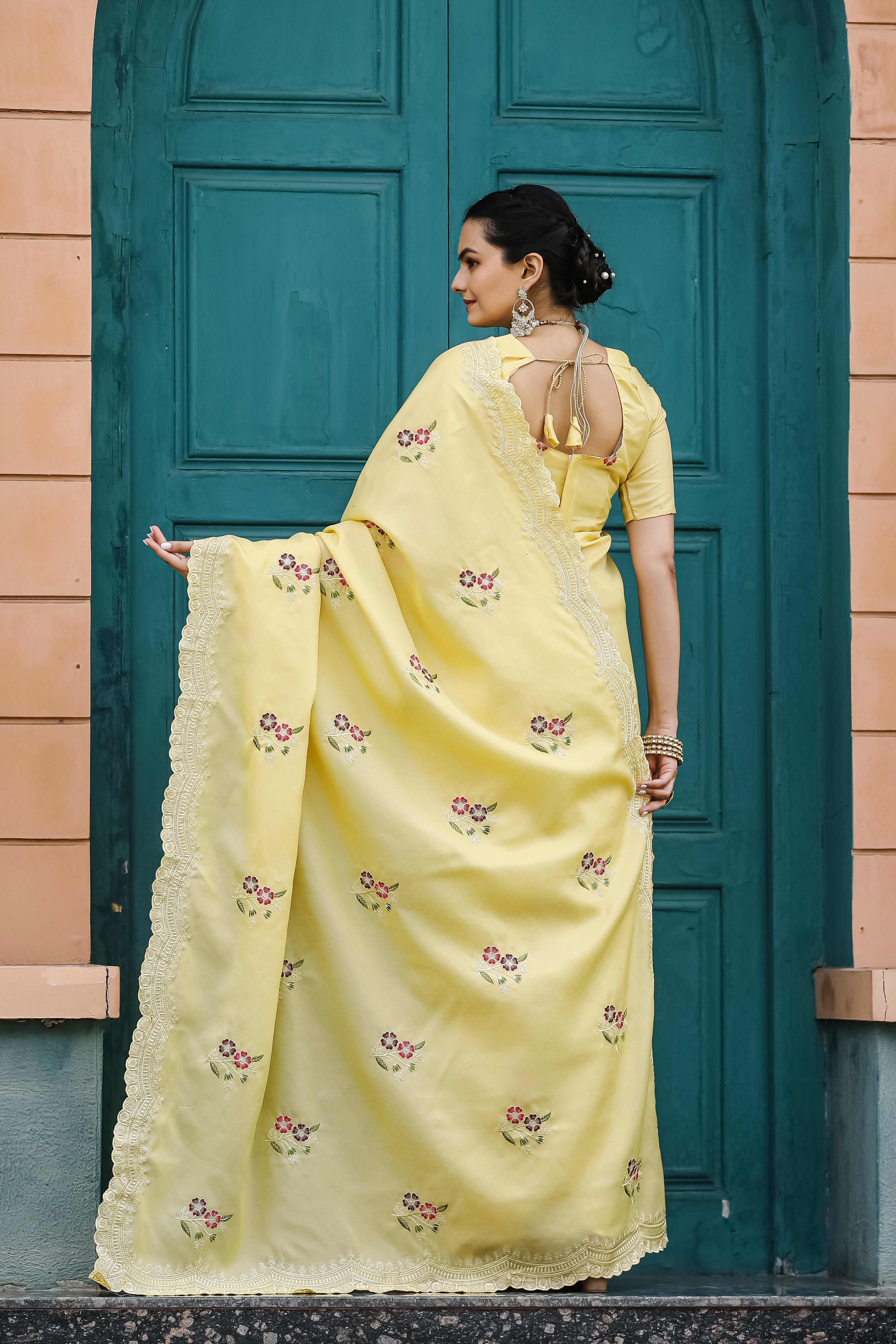 YELLOW Tussar Cotton Saree