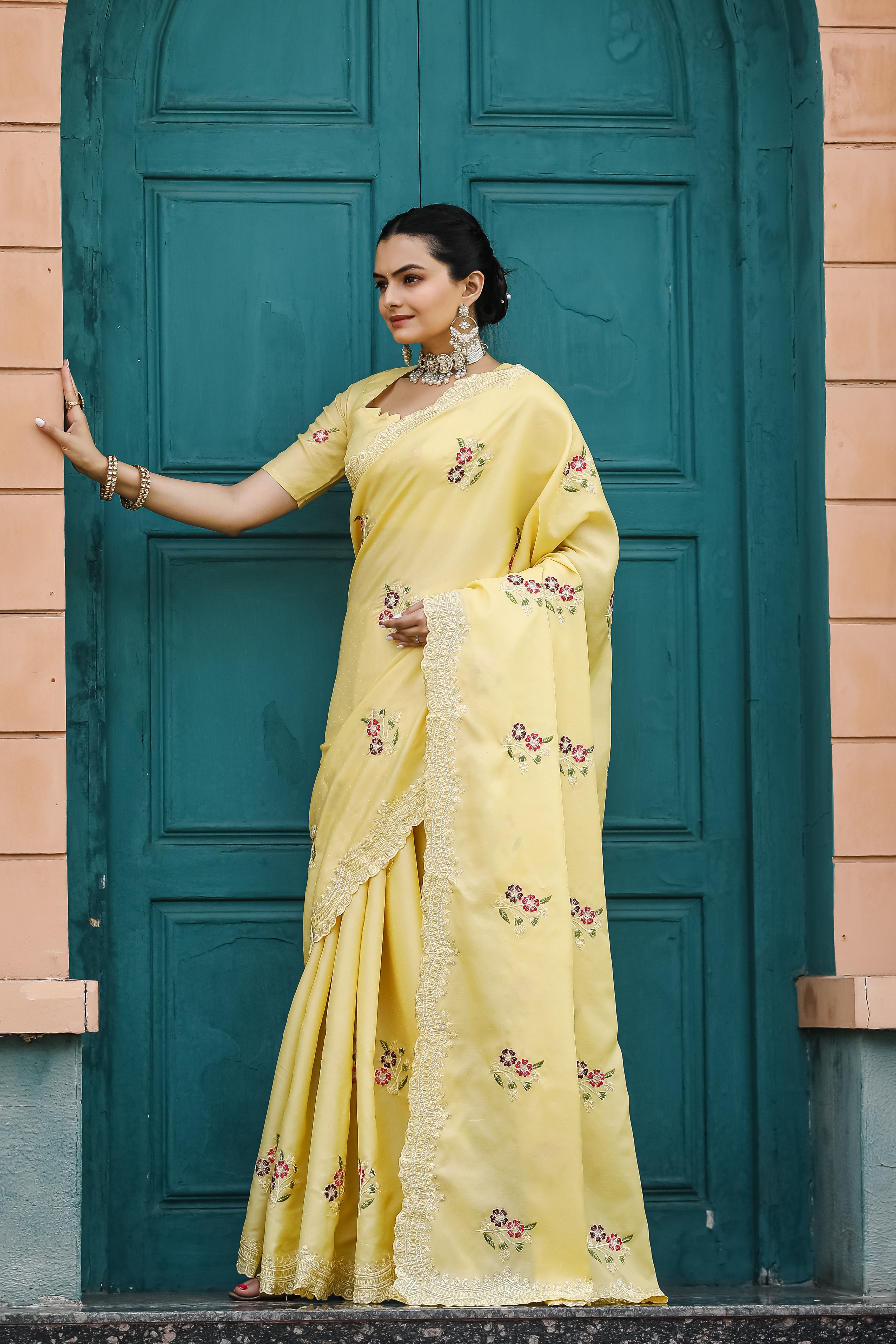 YELLOW Tussar Cotton Saree