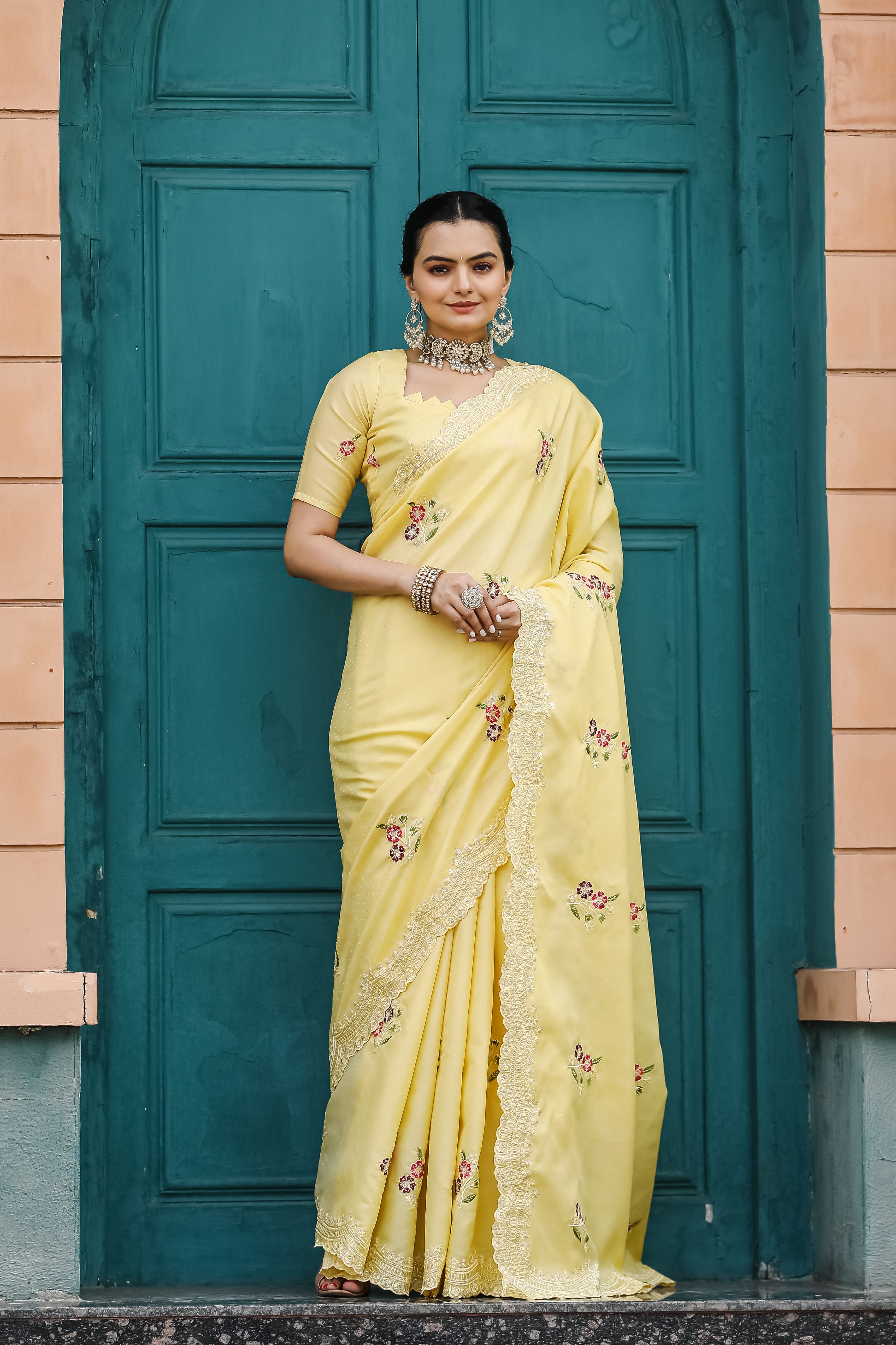YELLOW Tussar Cotton Saree